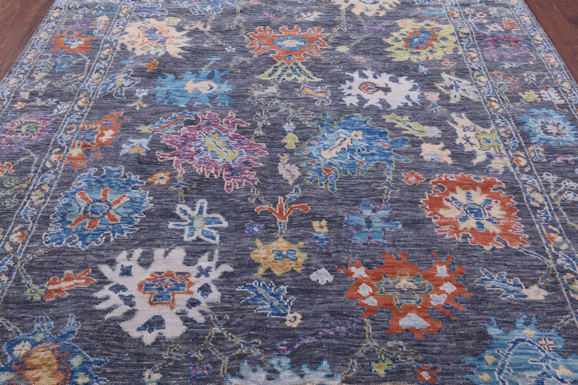 Grey Turkish Oushak Hand Knotted Wool Rug - 8' 1" X 9' 11" - Golden Nile