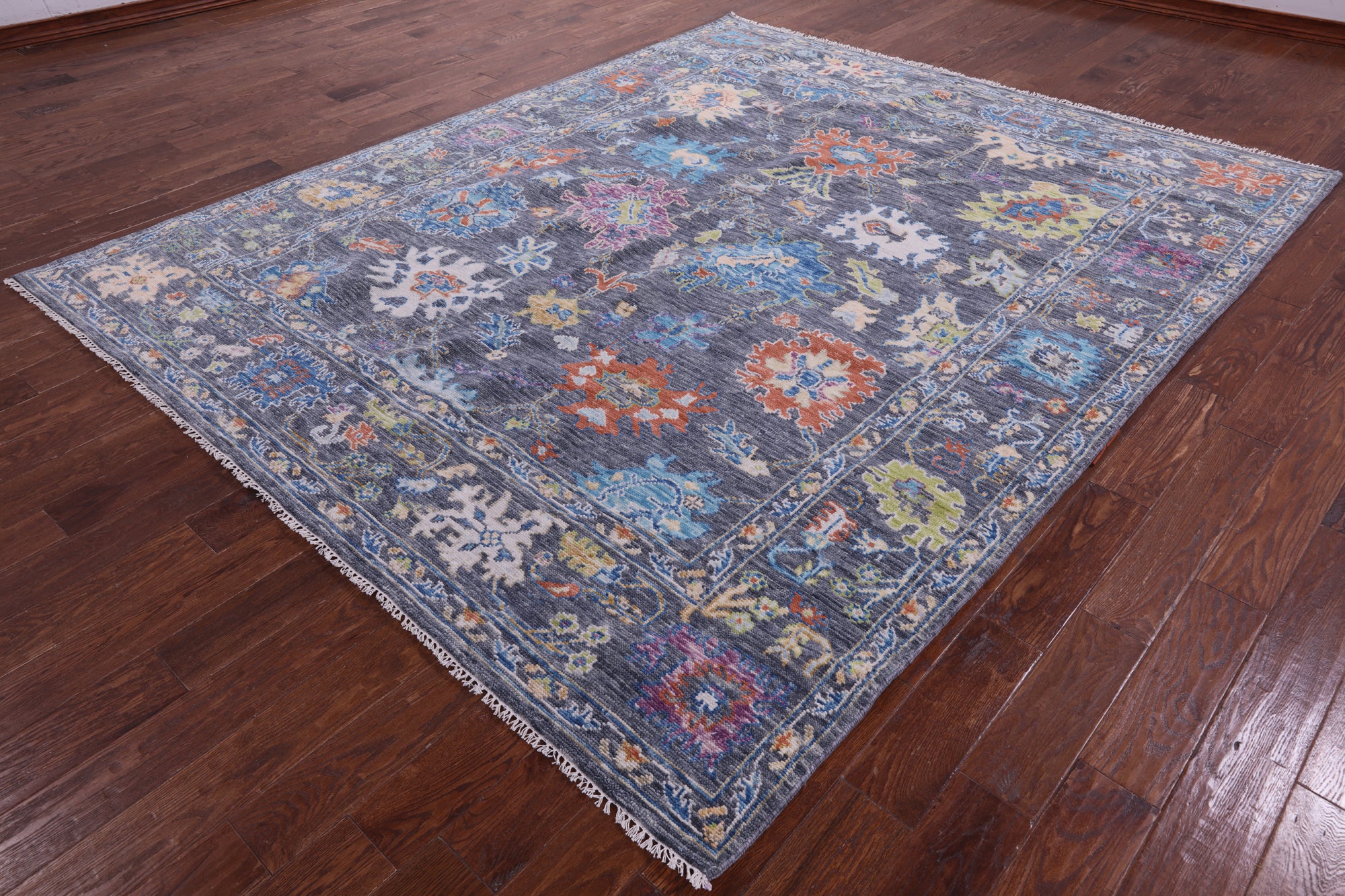 Grey Turkish Oushak Hand Knotted Wool Rug - 8' 1" X 9' 11" - Golden Nile