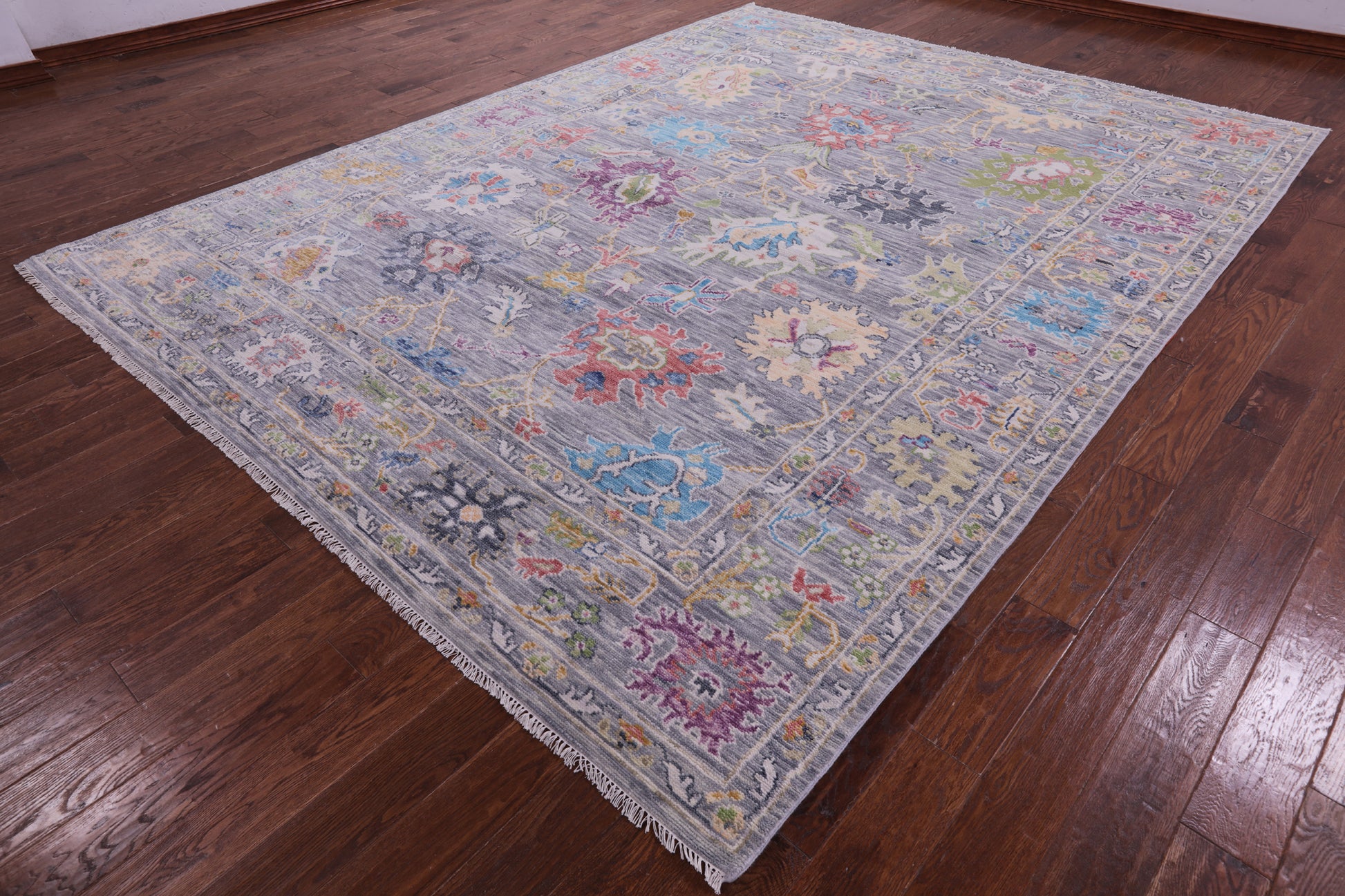 Grey Turkish Oushak Hand Knotted Wool Rug - 9' 1" X 12' 0" - Golden Nile