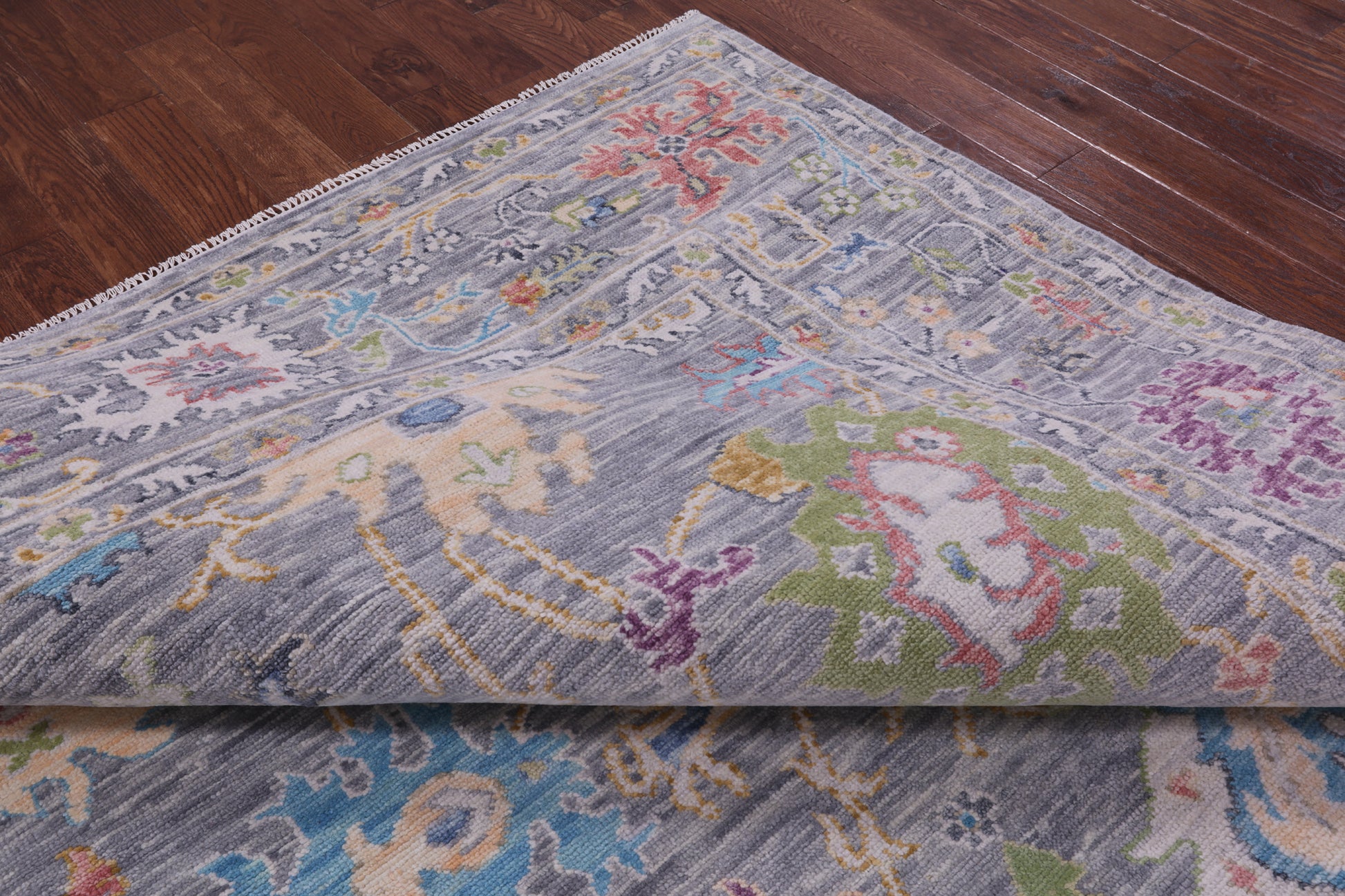 Grey Turkish Oushak Hand Knotted Wool Rug - 9' 1" X 12' 0" - Golden Nile