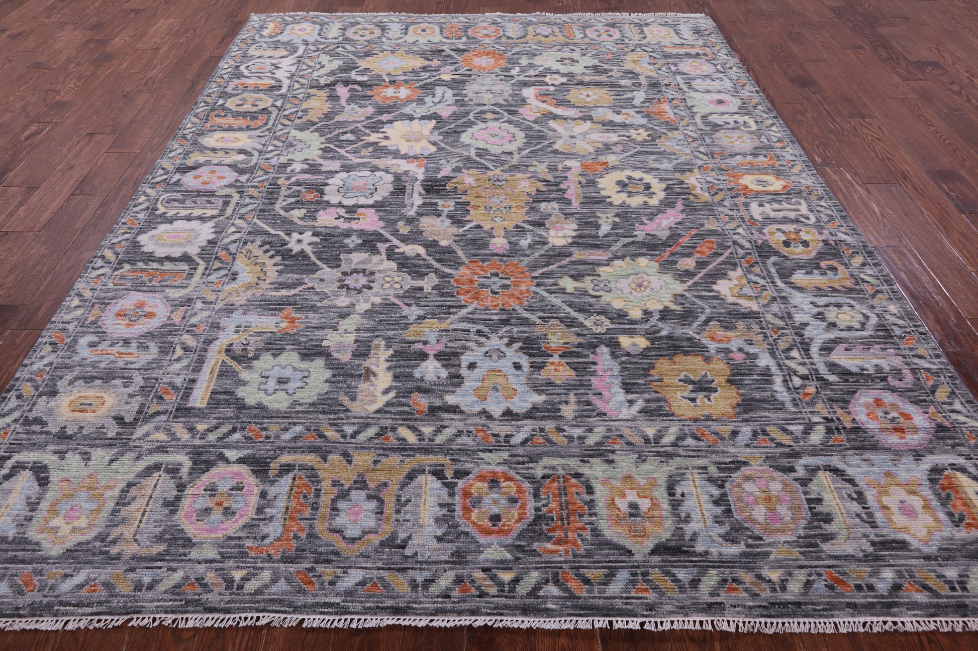Grey Turkish Oushak Hand Knotted Wool Rug - 8' 0" X 10' 4" - Golden Nile