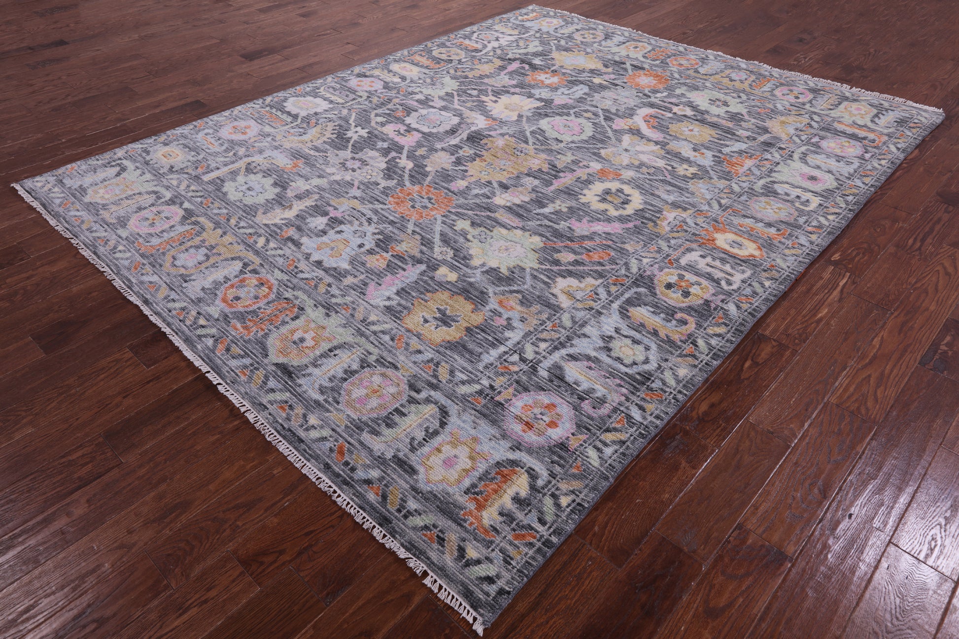 Grey Turkish Oushak Hand Knotted Wool Rug - 8' 0" X 10' 4" - Golden Nile