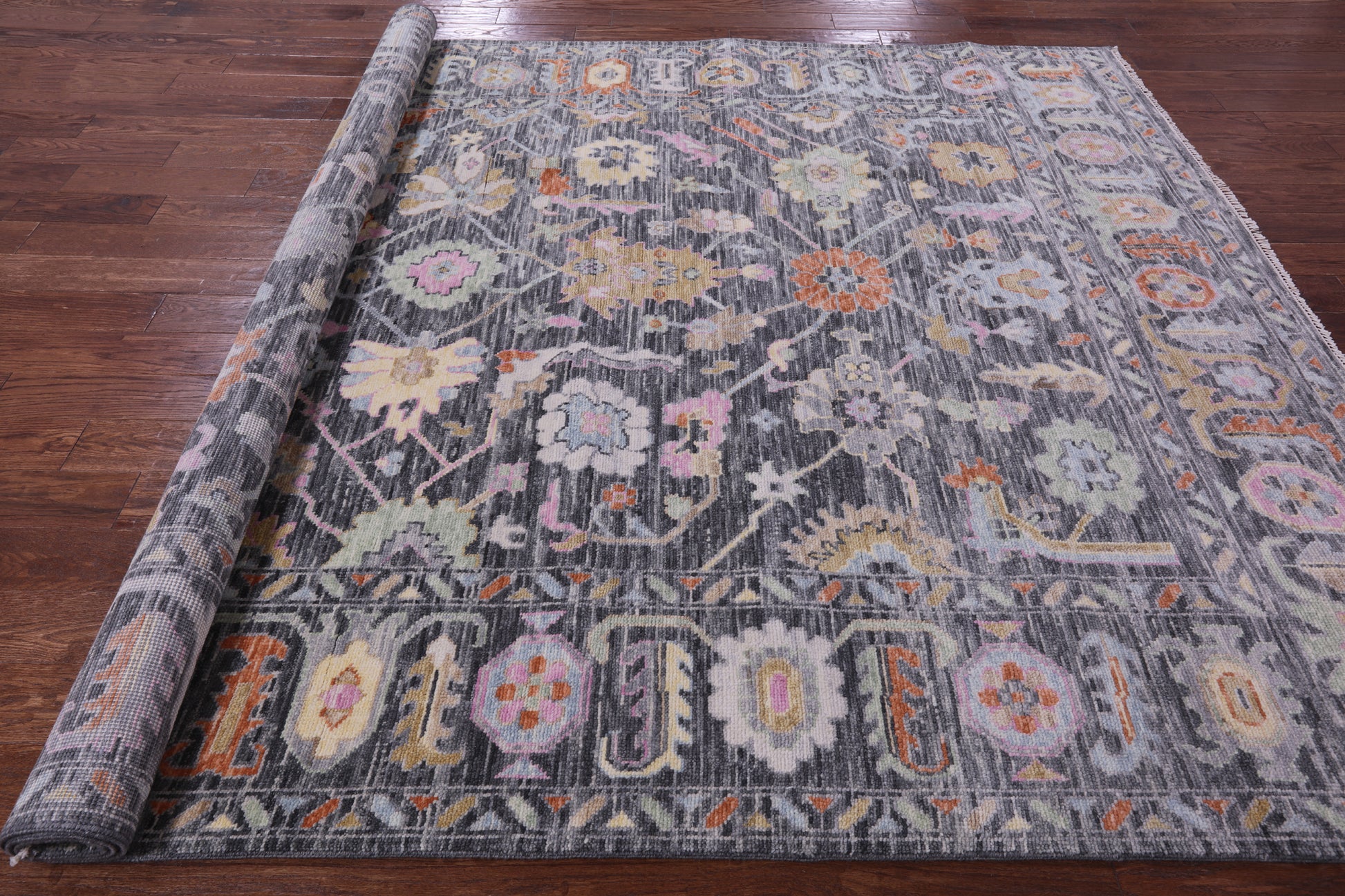 Grey Turkish Oushak Hand Knotted Wool Rug - 8' 0" X 10' 4" - Golden Nile