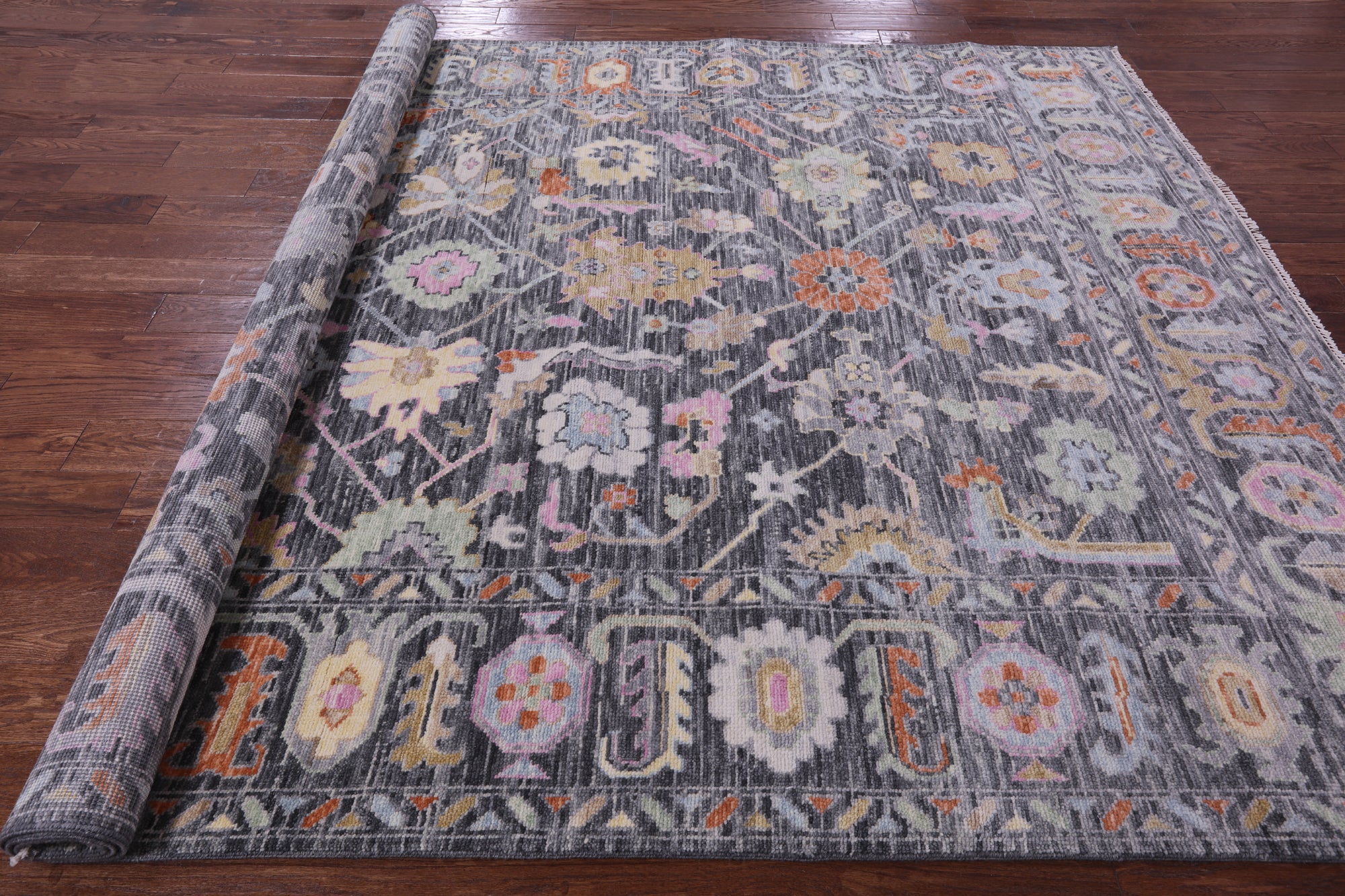 Grey Turkish Oushak Hand Knotted Wool Rug - 8' 0" X 10' 4" - Golden Nile