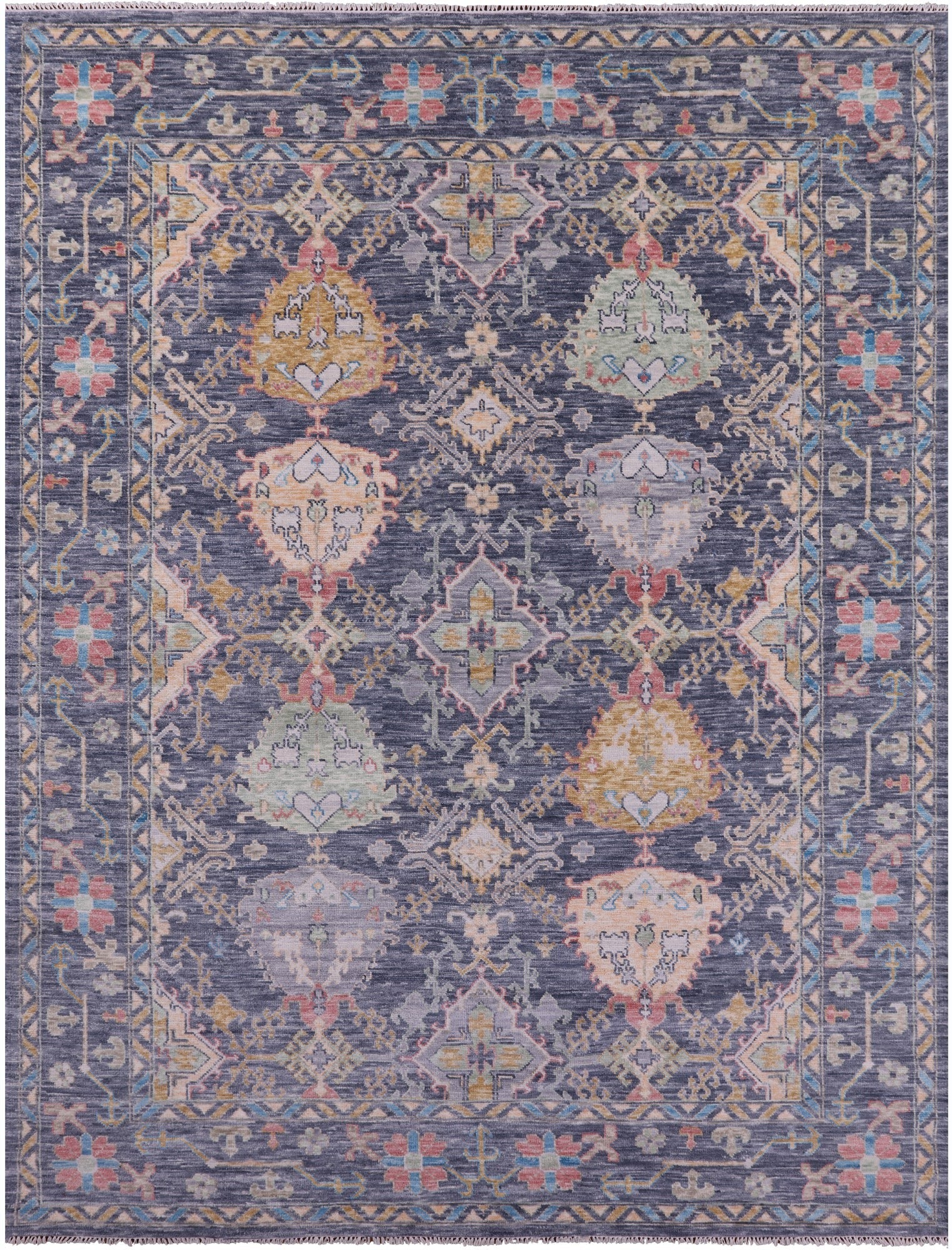 Grey Turkish Oushak Hand Knotted Wool Rug - 9' 2" X 12' 1" - Golden Nile