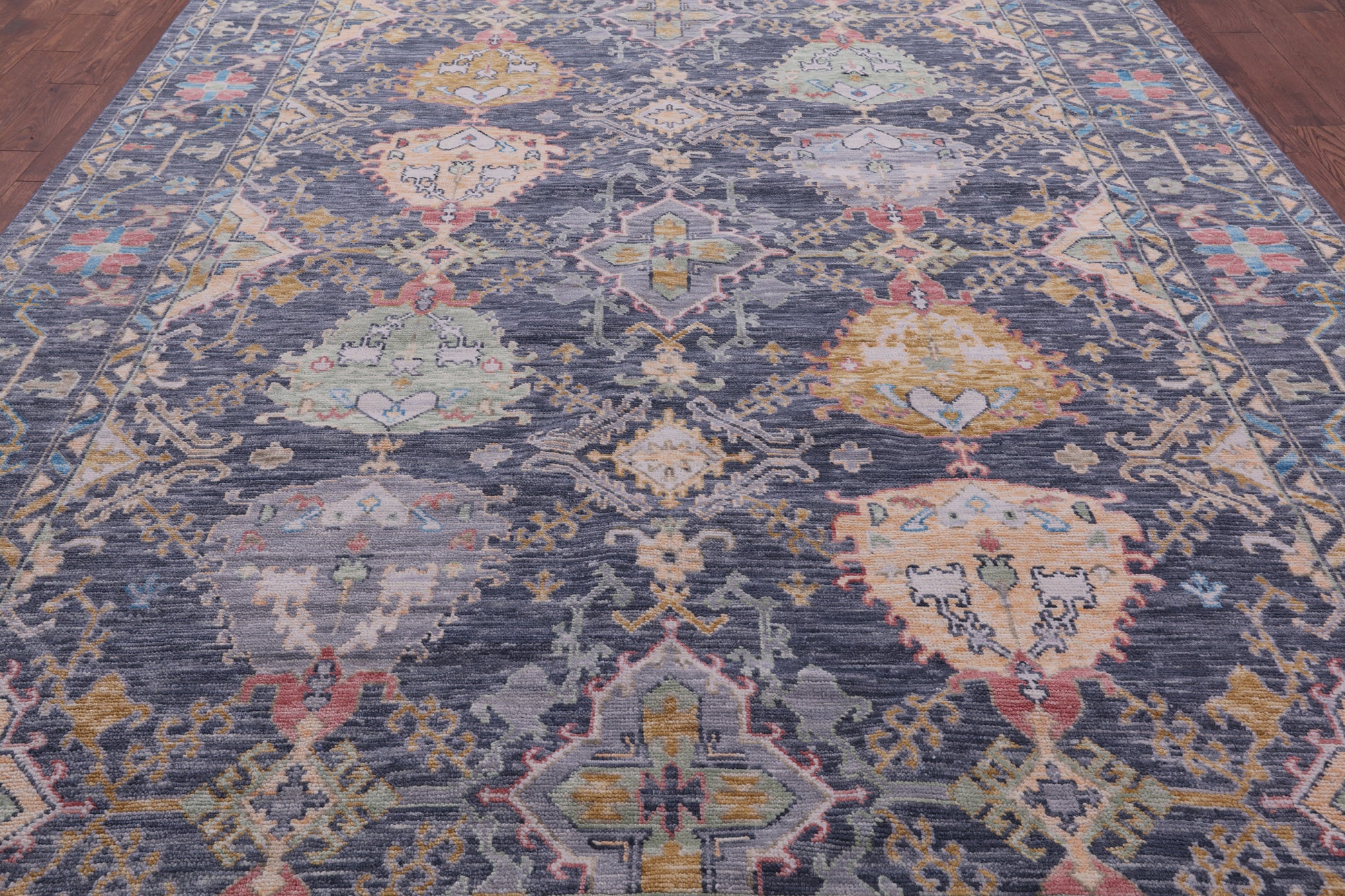 Grey Turkish Oushak Hand Knotted Wool Rug - 9' 2" X 12' 1" - Golden Nile