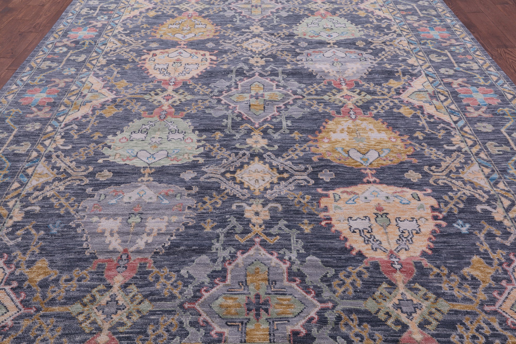 Grey Turkish Oushak Hand Knotted Wool Rug - 9' 2" X 12' 1" - Golden Nile