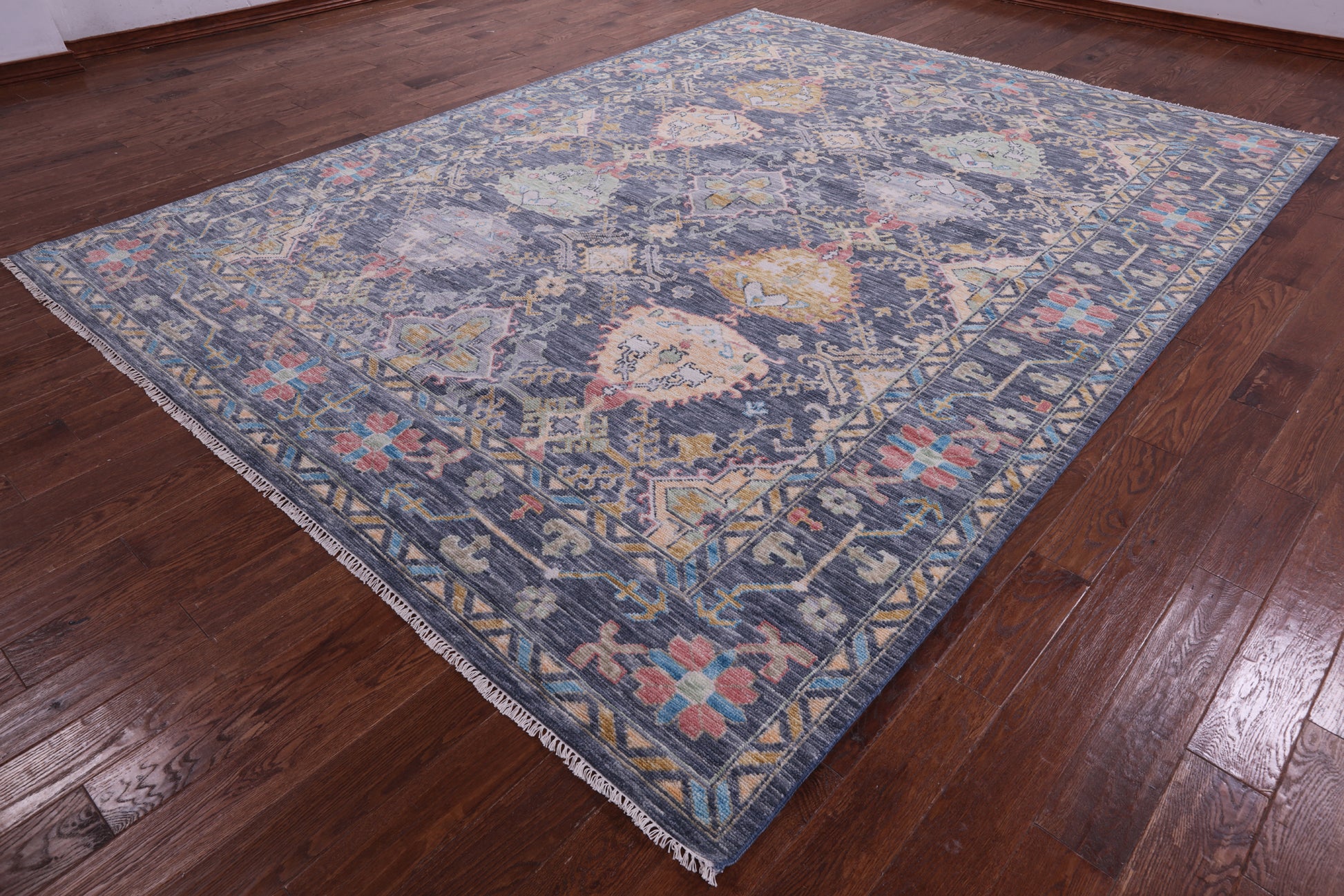 Grey Turkish Oushak Hand Knotted Wool Rug - 9' 2" X 12' 1" - Golden Nile