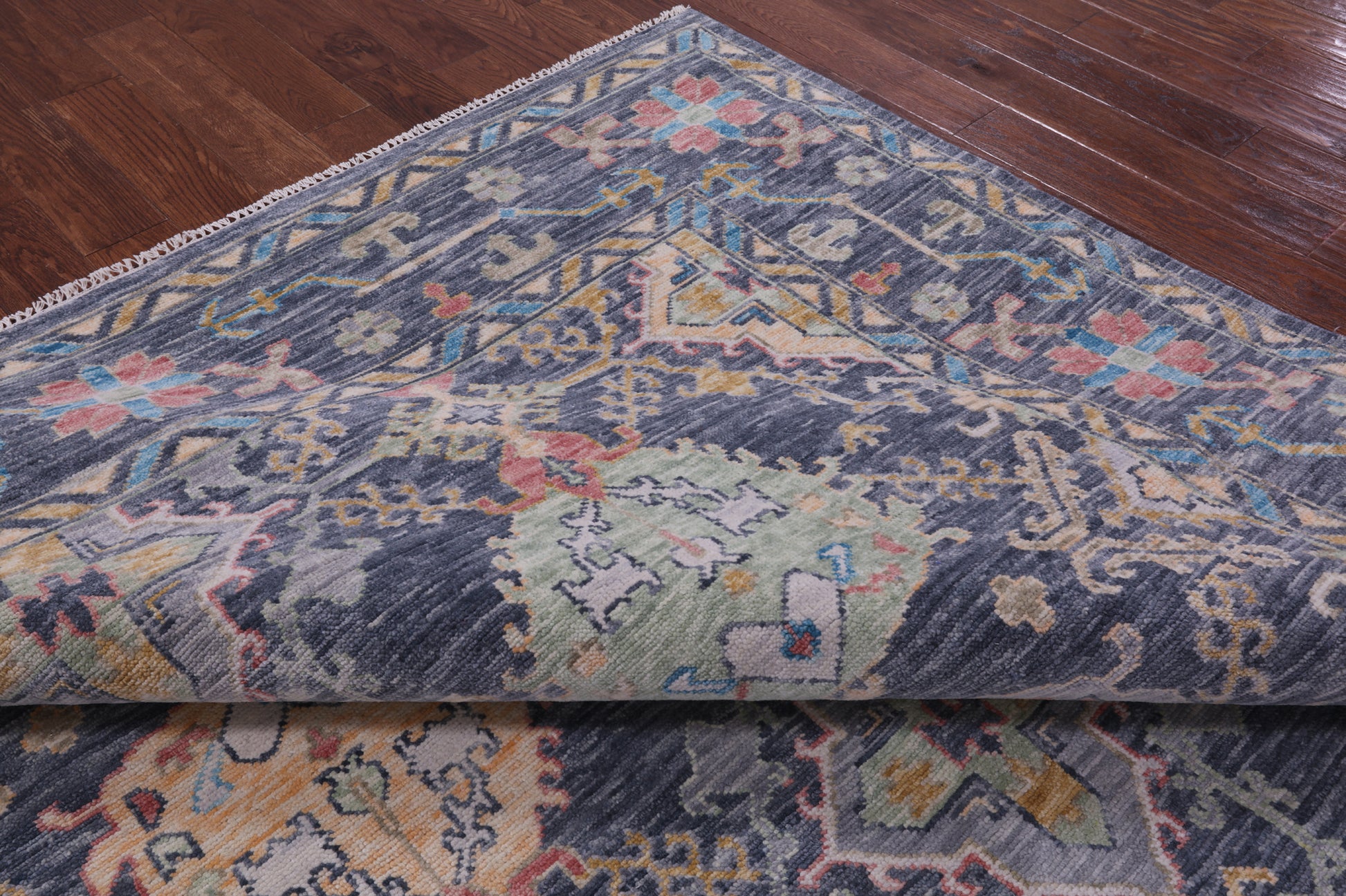 Grey Turkish Oushak Hand Knotted Wool Rug - 9' 2" X 12' 1" - Golden Nile