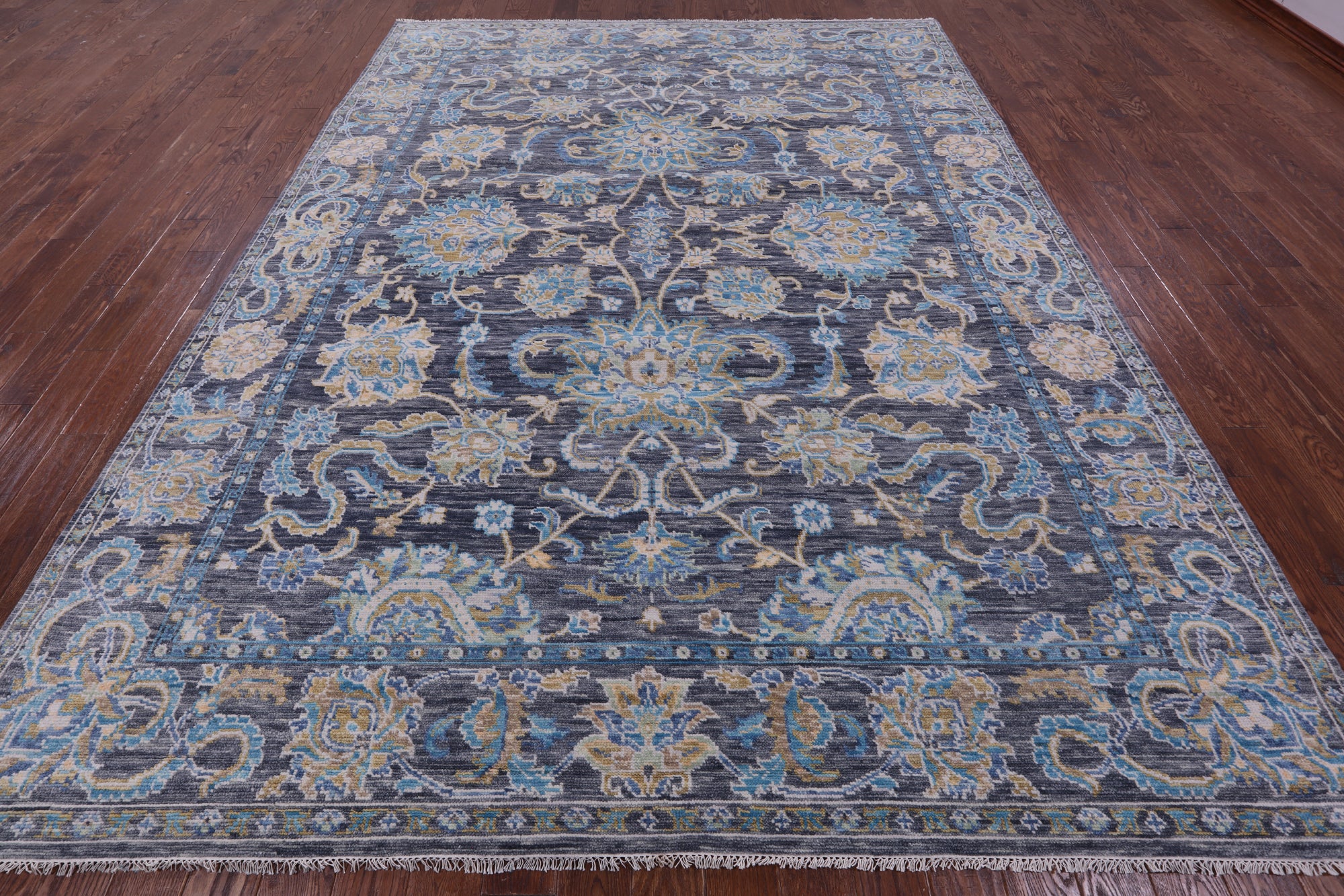 Grey Persian Tabriz Hand Knotted Wool Rug - 9' 2" X 12' 2" - Golden Nile