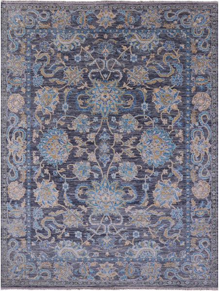 Grey Persian Tabriz Hand Knotted Wool Rug - 9' 2" X 12' 2" - Golden Nile