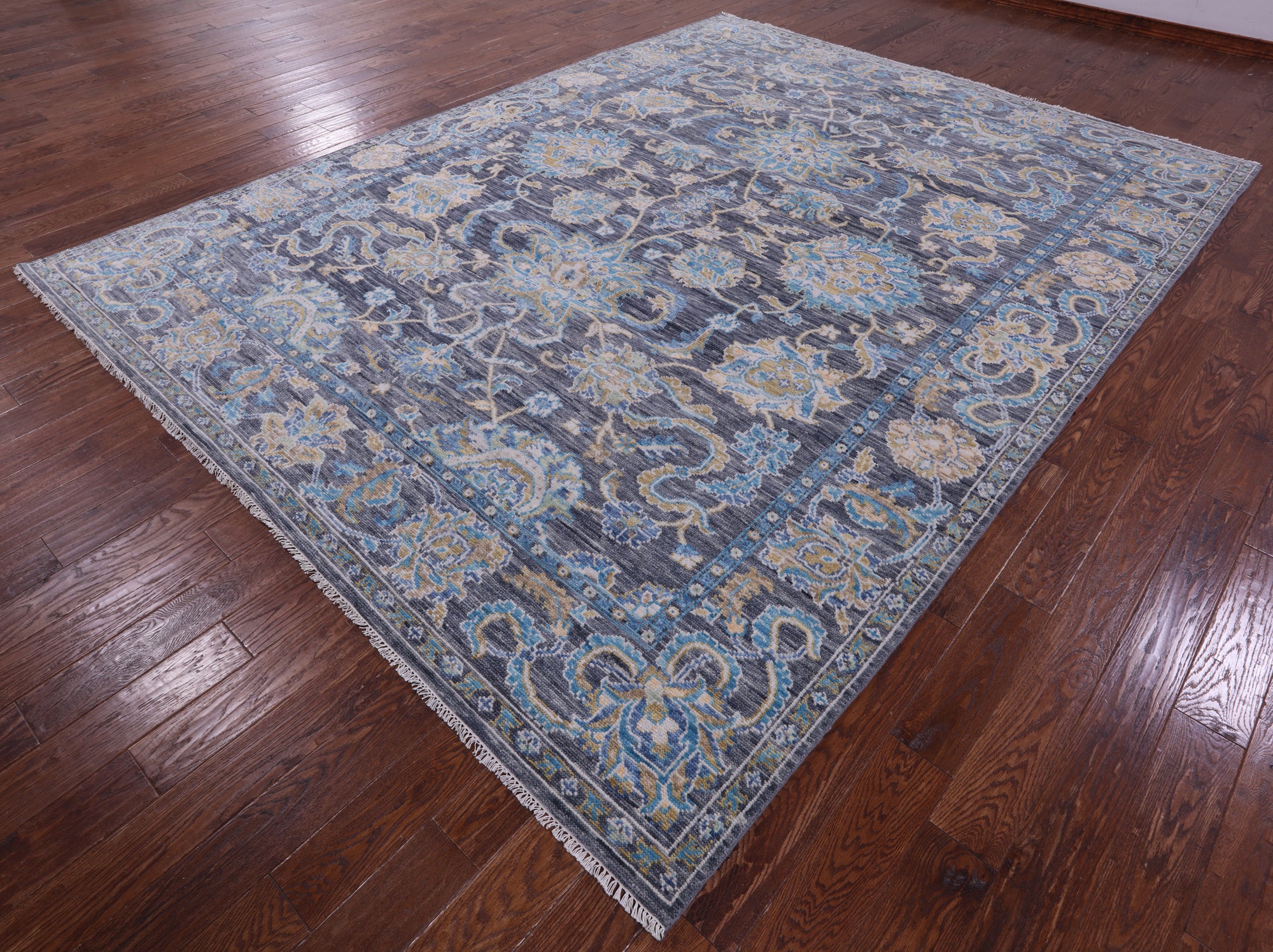 Grey Persian Tabriz Hand Knotted Wool Rug - 9' 2" X 12' 2" - Golden Nile
