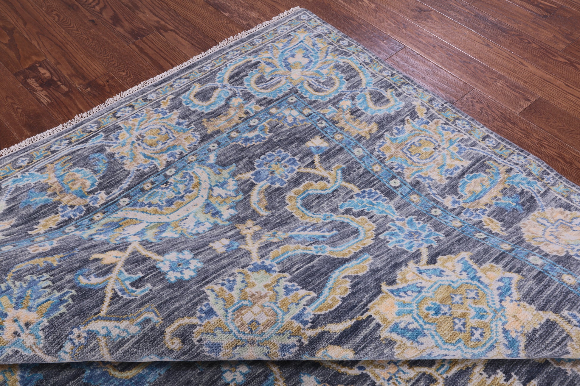 Grey Persian Tabriz Hand Knotted Wool Rug - 9' 2" X 12' 2" - Golden Nile