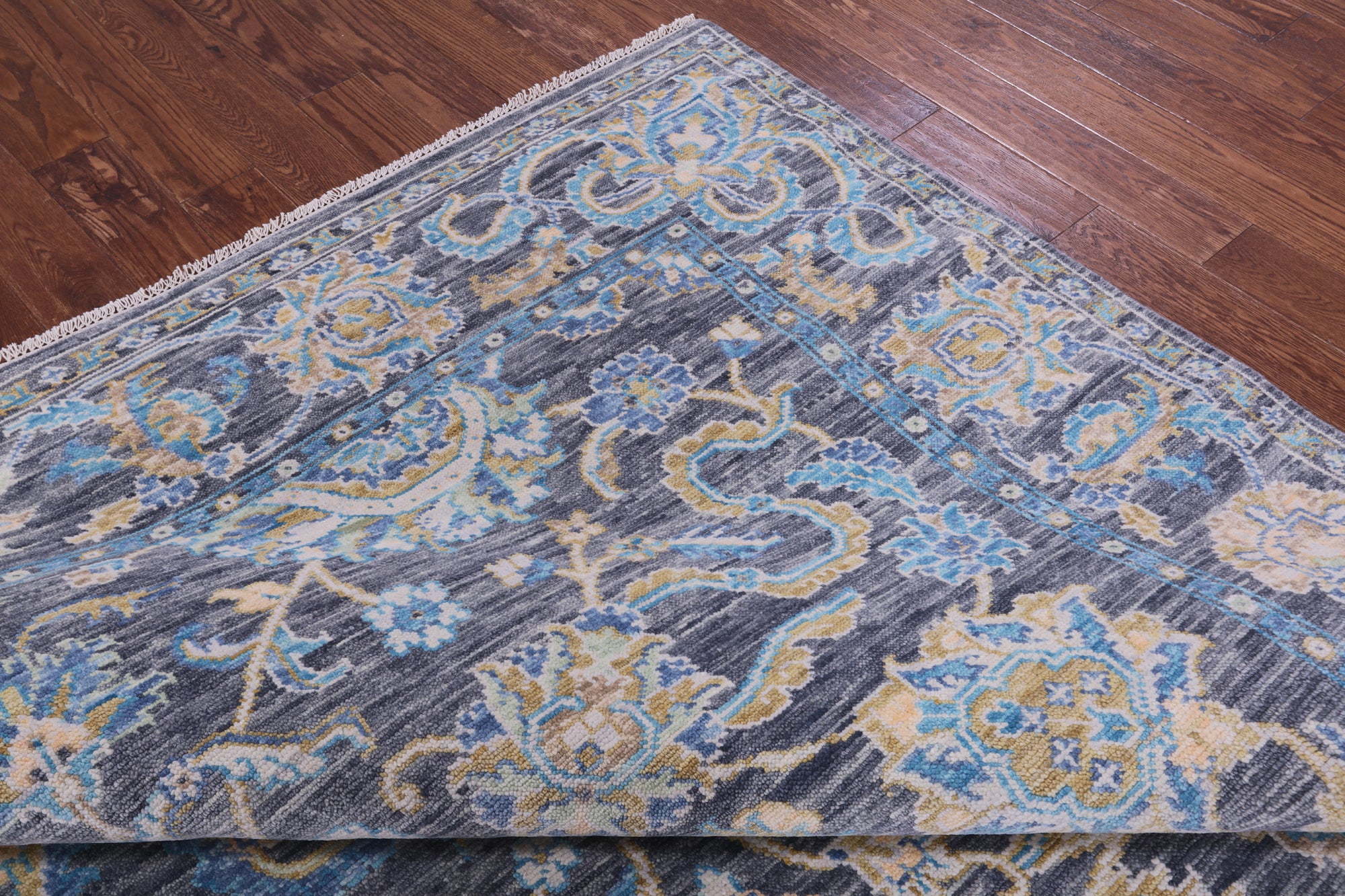 Grey Persian Tabriz Hand Knotted Wool Rug - 9' 2" X 12' 2" - Golden Nile