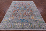 Grey Turkish Oushak Hand Knotted Wool Rug - 7' 11" X 9' 10" - Golden Nile