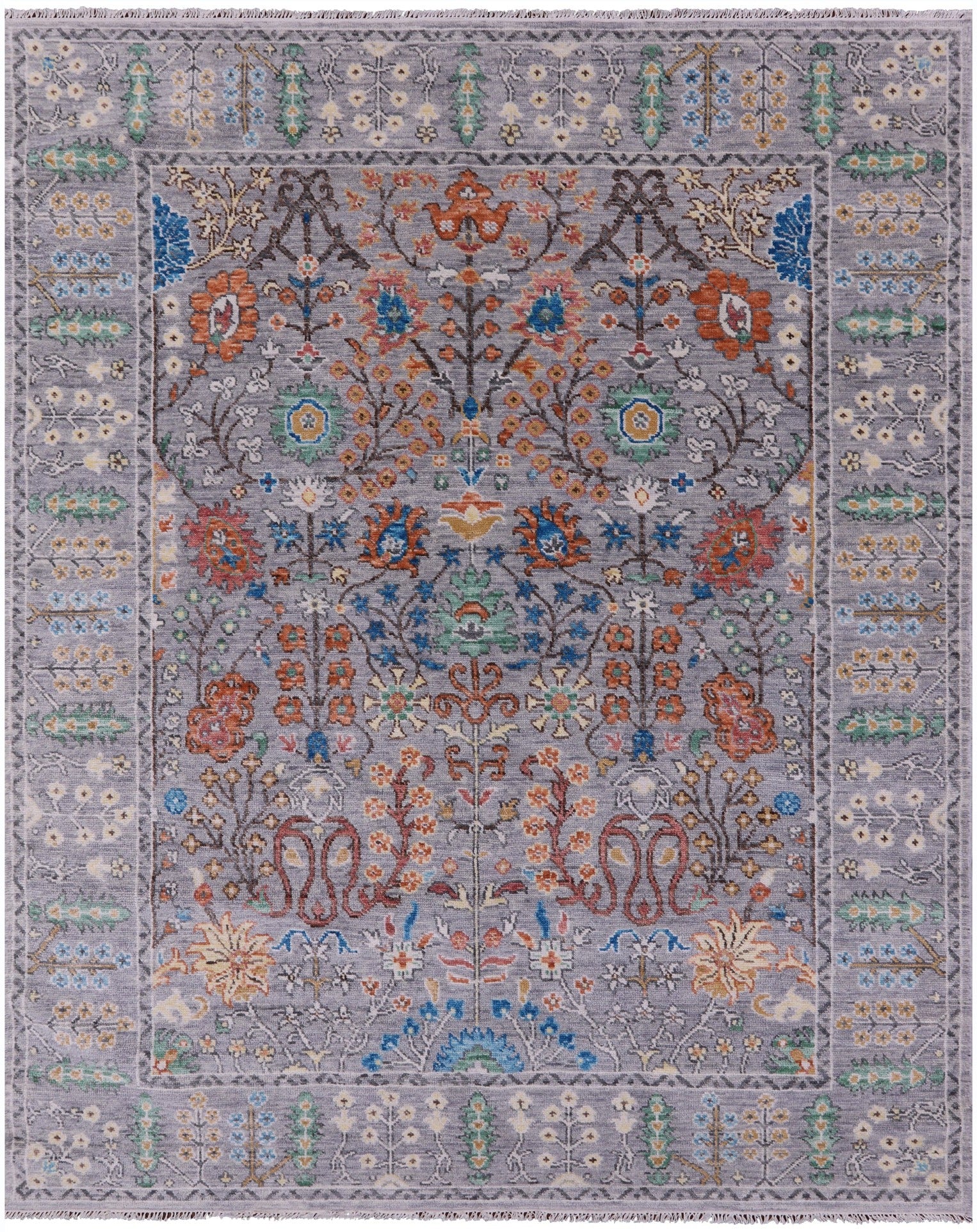 Grey Turkish Oushak Hand Knotted Wool Rug - 7' 11" X 9' 10" - Golden Nile