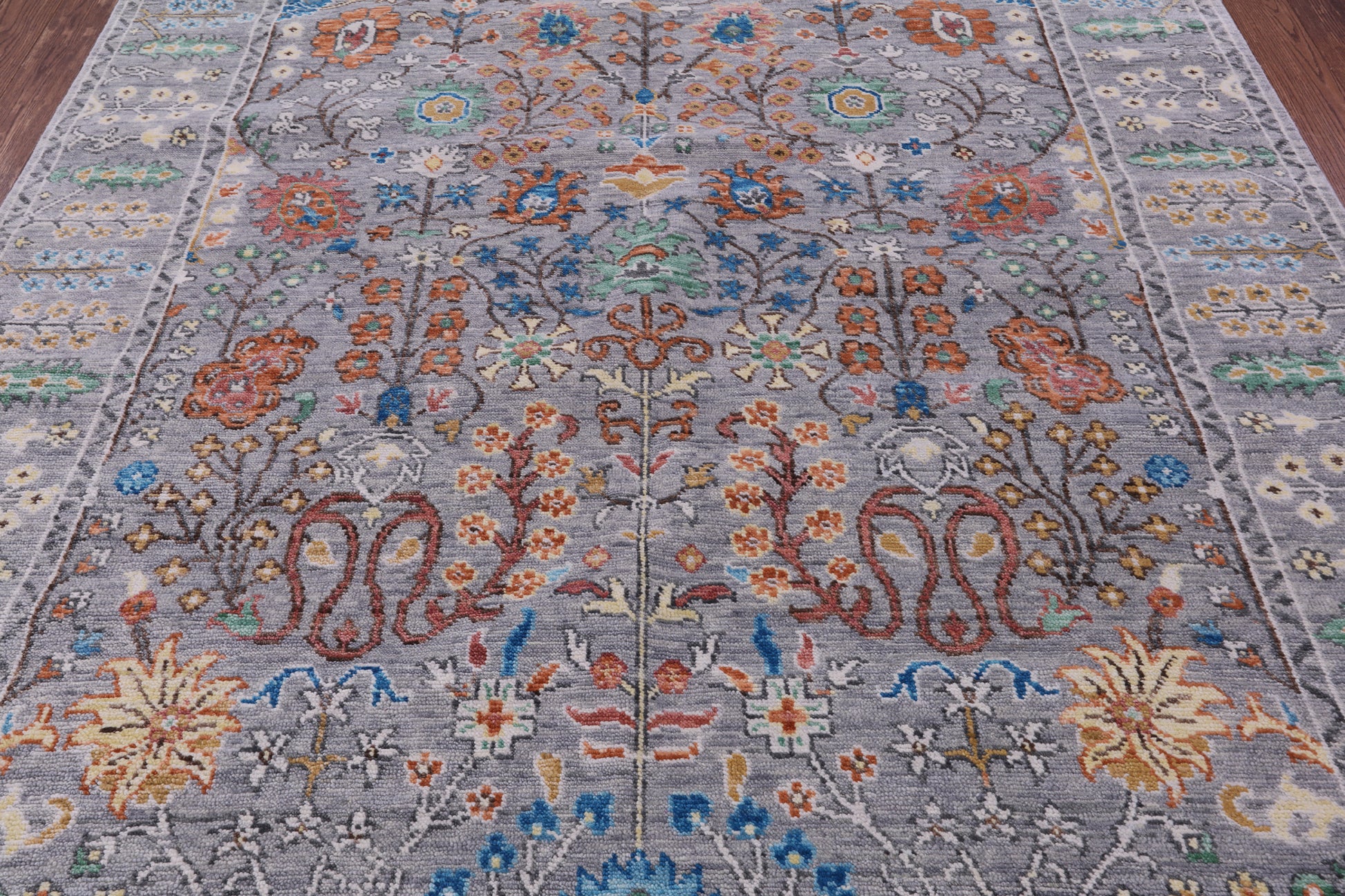 Grey Turkish Oushak Hand Knotted Wool Rug - 7' 11" X 9' 10" - Golden Nile