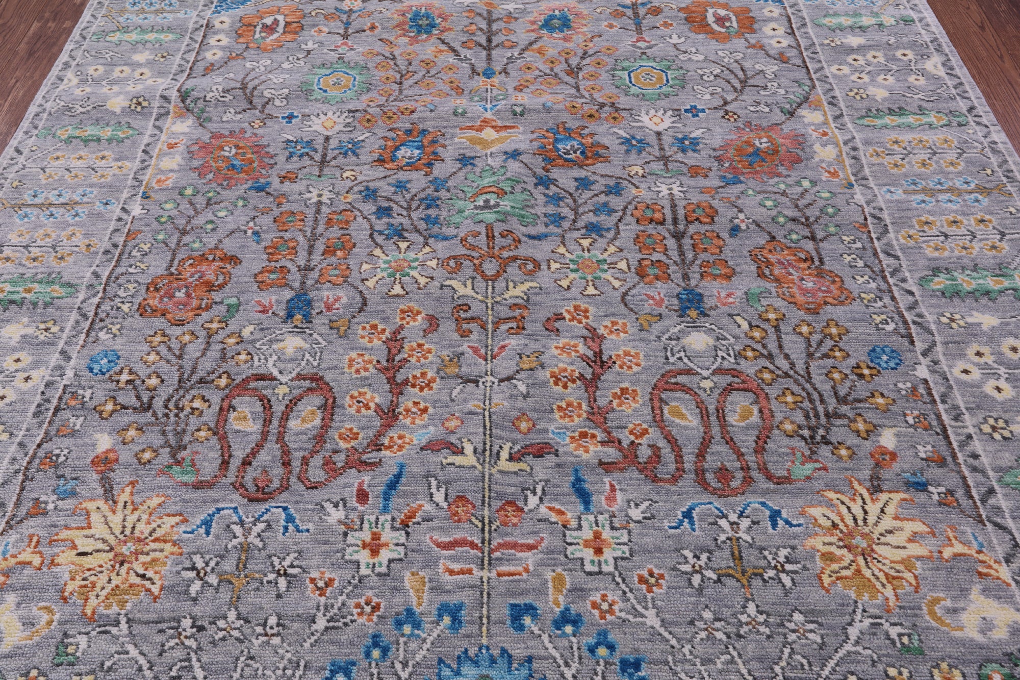 Grey Turkish Oushak Hand Knotted Wool Rug - 7' 11" X 9' 10" - Golden Nile