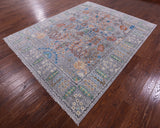 Grey Turkish Oushak Hand Knotted Wool Rug - 7' 11" X 9' 10" - Golden Nile
