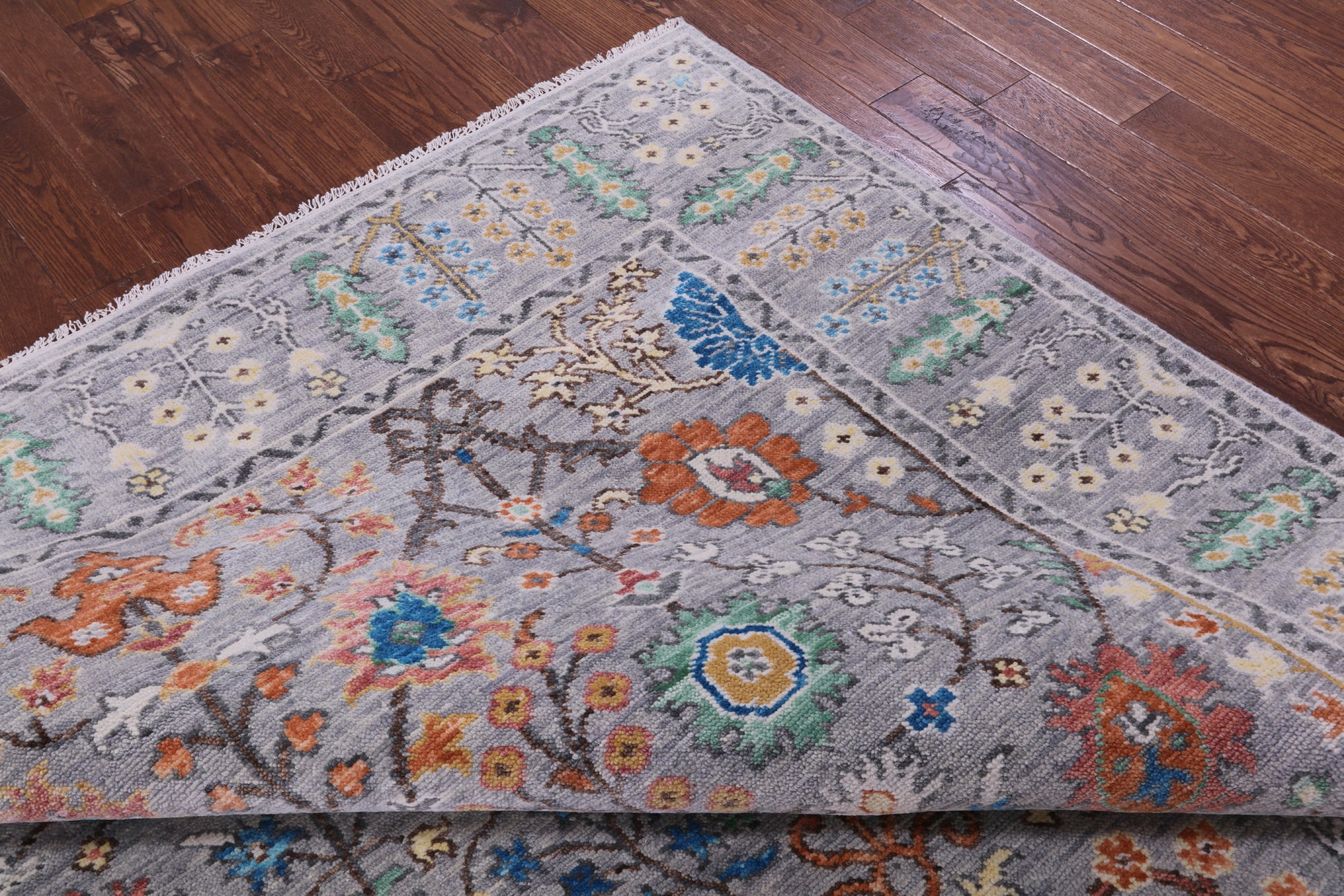 Grey Turkish Oushak Hand Knotted Wool Rug - 7' 11" X 9' 10" - Golden Nile
