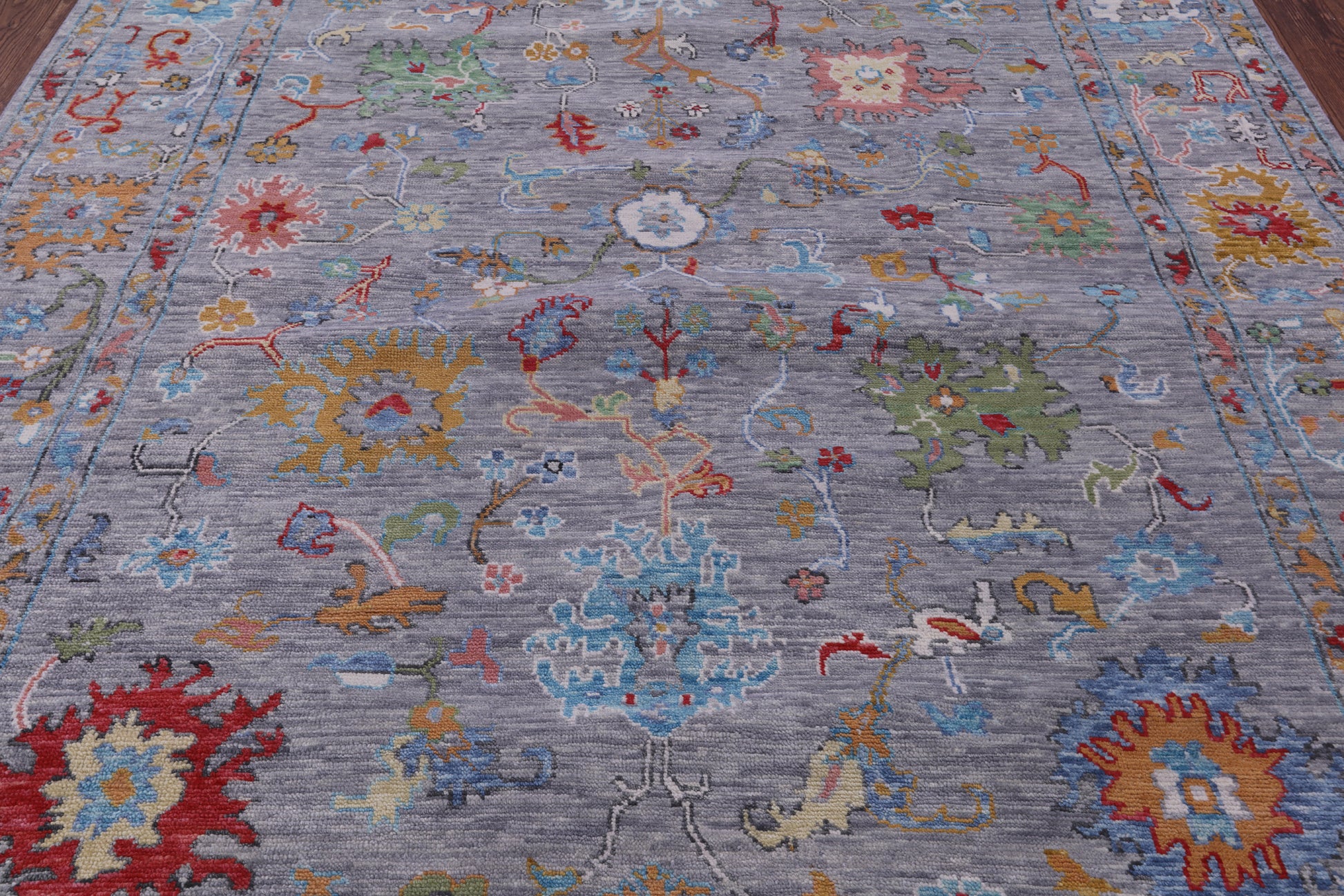 Grey Turkish Oushak Hand Knotted Wool Rug - 8' 7" X 11' 9" - Golden Nile