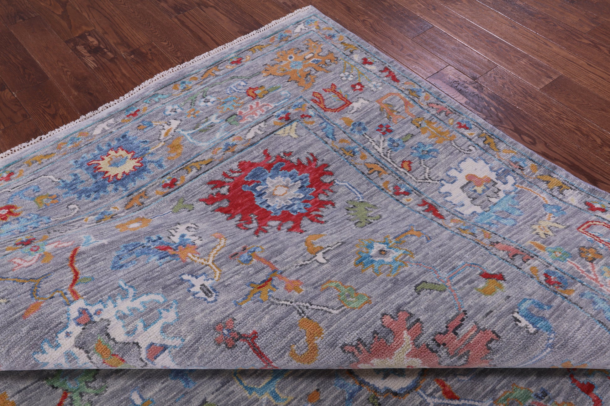 Grey Turkish Oushak Hand Knotted Wool Rug - 8' 7" X 11' 9" - Golden Nile