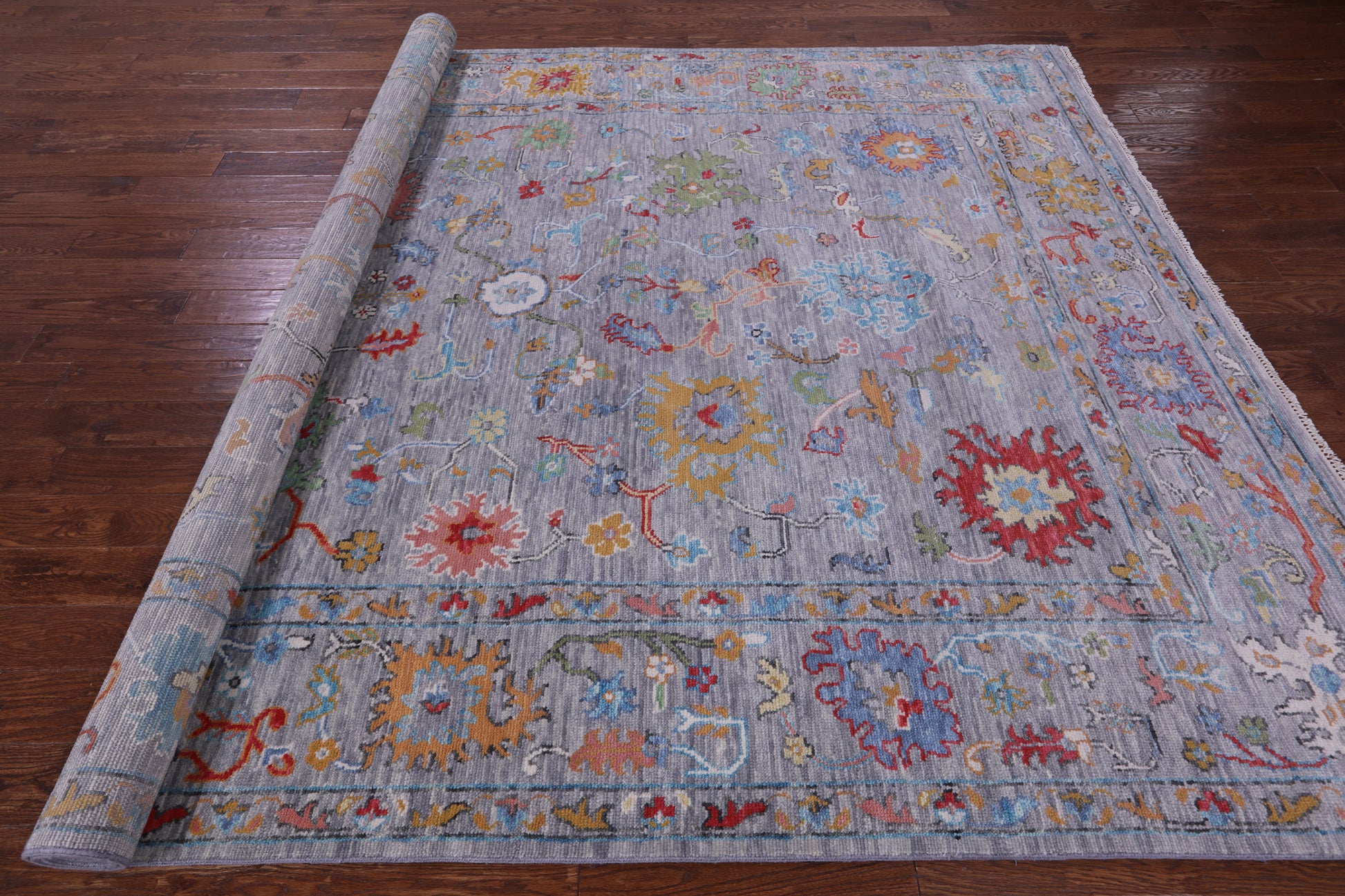 Grey Turkish Oushak Hand Knotted Wool Rug - 8' 7" X 11' 9" - Golden Nile