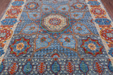 Grey Geometric Persian Mamluk Hand Knotted Wool Rug - 8' 2" X 10' 6" - Golden Nile