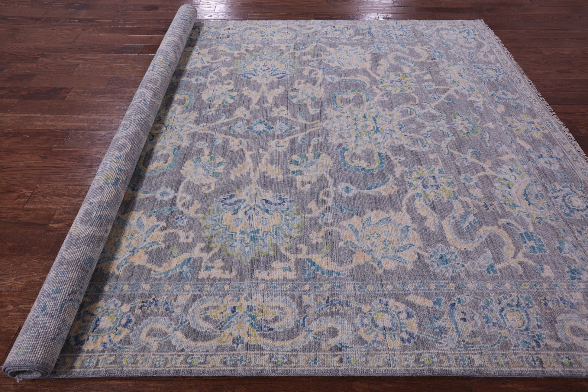 Grey Persian Tabriz Hand Knotted Wool Rug - 7' 11" X 10' 2" - Golden Nile