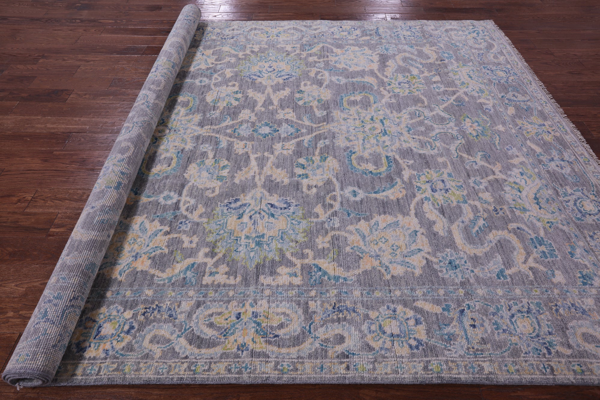 Grey Persian Tabriz Hand Knotted Wool Rug - 7' 11" X 10' 2" - Golden Nile