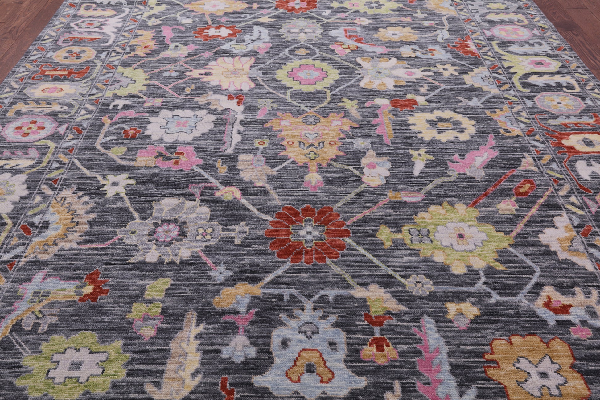 Grey Turkish Oushak Hand Knotted Wool Rug - 8' 10" X 11' 10" - Golden Nile