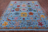 Blue Square Turkish Oushak Handmade Wool Rug - 9' 0" X 9' 0" - Golden Nile