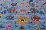 Blue Square Turkish Oushak Handmade Wool Rug - 9' 0" X 9' 0" - Golden Nile