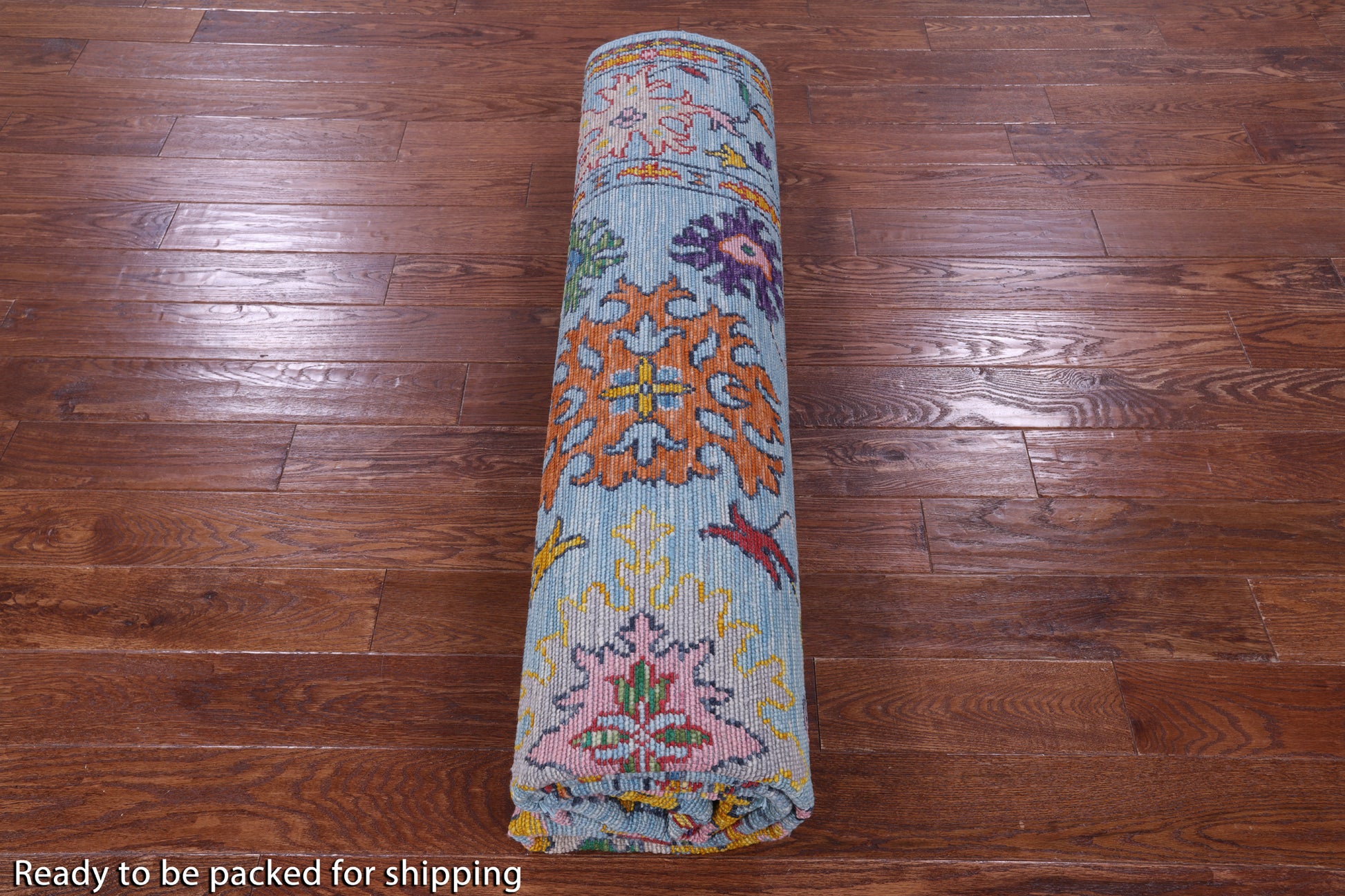 Blue Square Turkish Oushak Handmade Wool Rug - 9' 0" X 9' 0" - Golden Nile