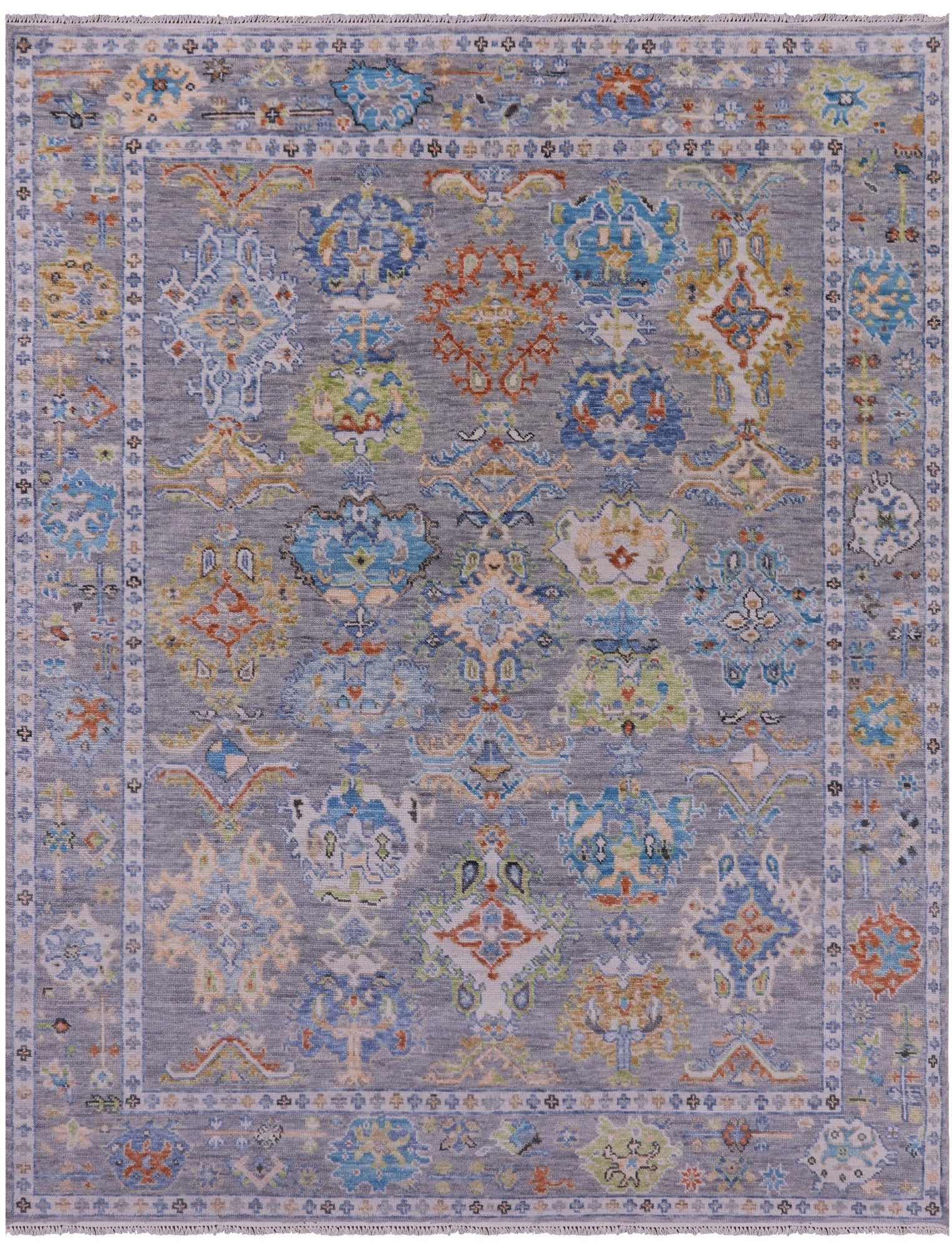 Grey Turkish Oushak Hand Knotted Wool Rug - 8' 1" X 10' 0" - Golden Nile