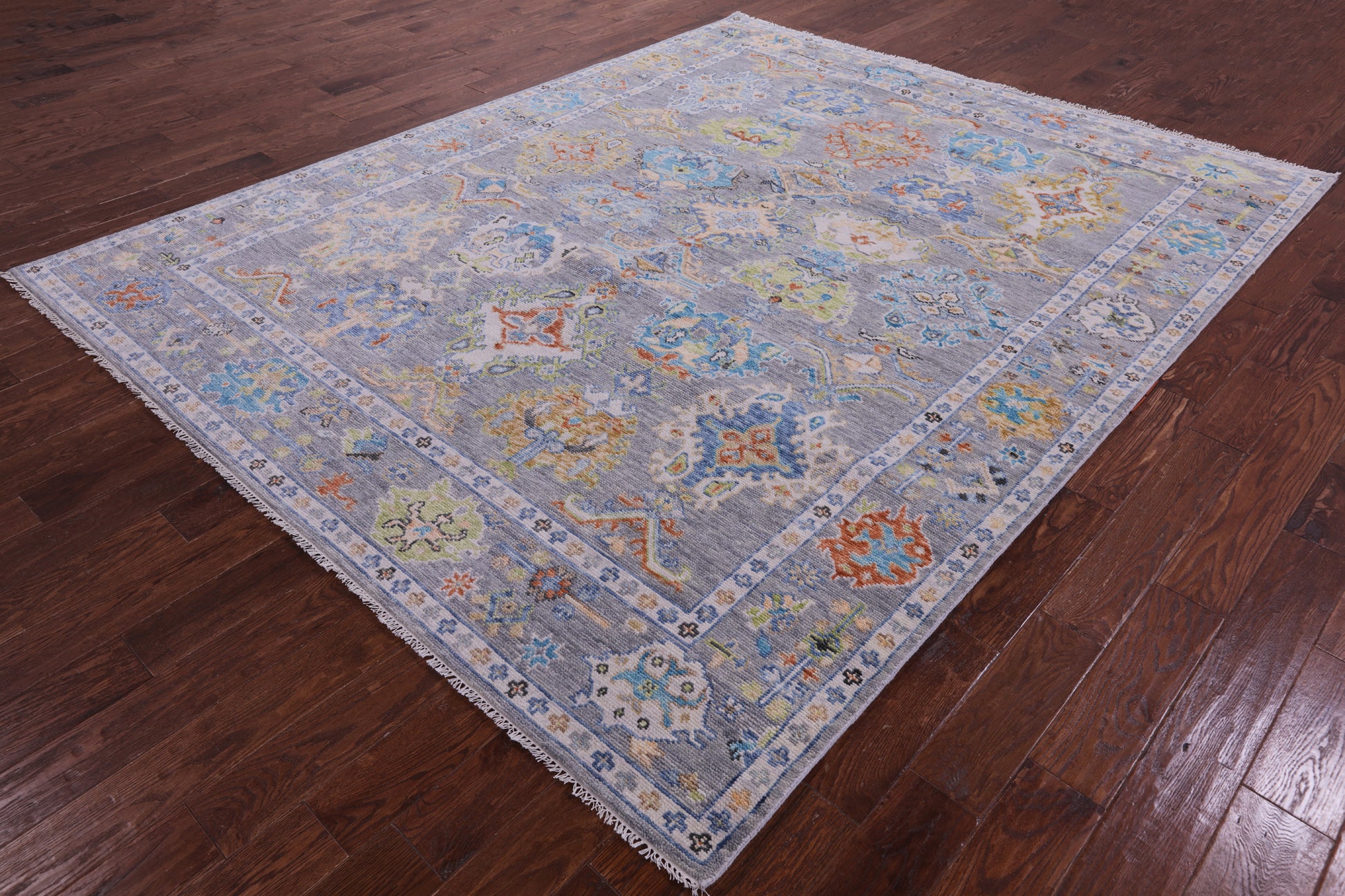 Grey Turkish Oushak Hand Knotted Wool Rug - 8' 1" X 10' 0" - Golden Nile