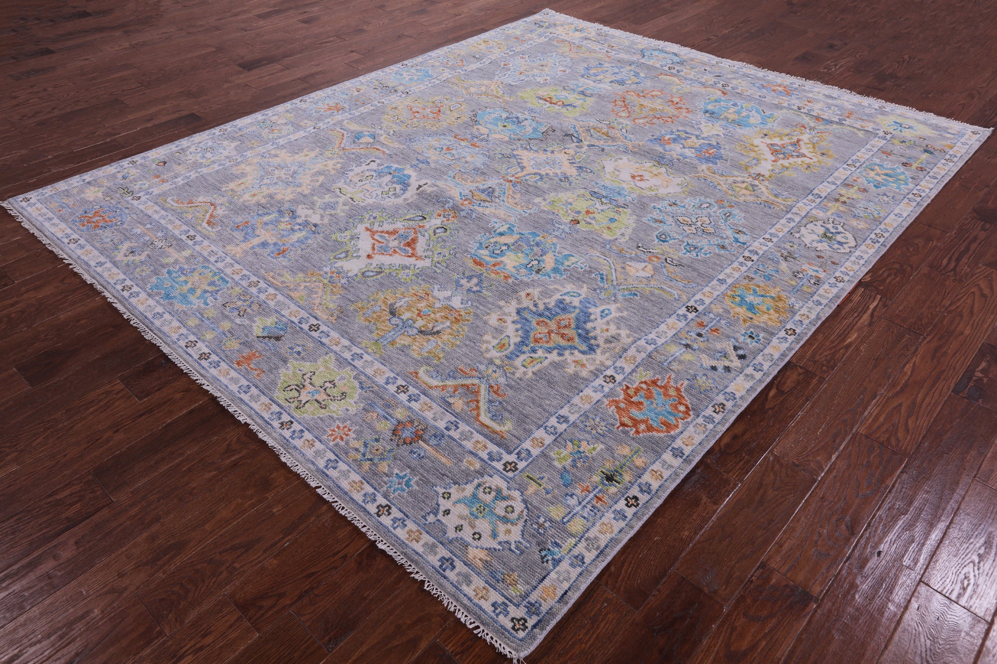 Grey Turkish Oushak Hand Knotted Wool Rug - 8' 1" X 10' 0" - Golden Nile