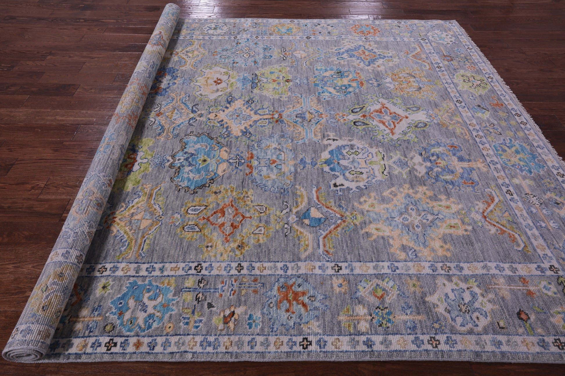 Grey Turkish Oushak Hand Knotted Wool Rug - 8' 1" X 10' 0" - Golden Nile
