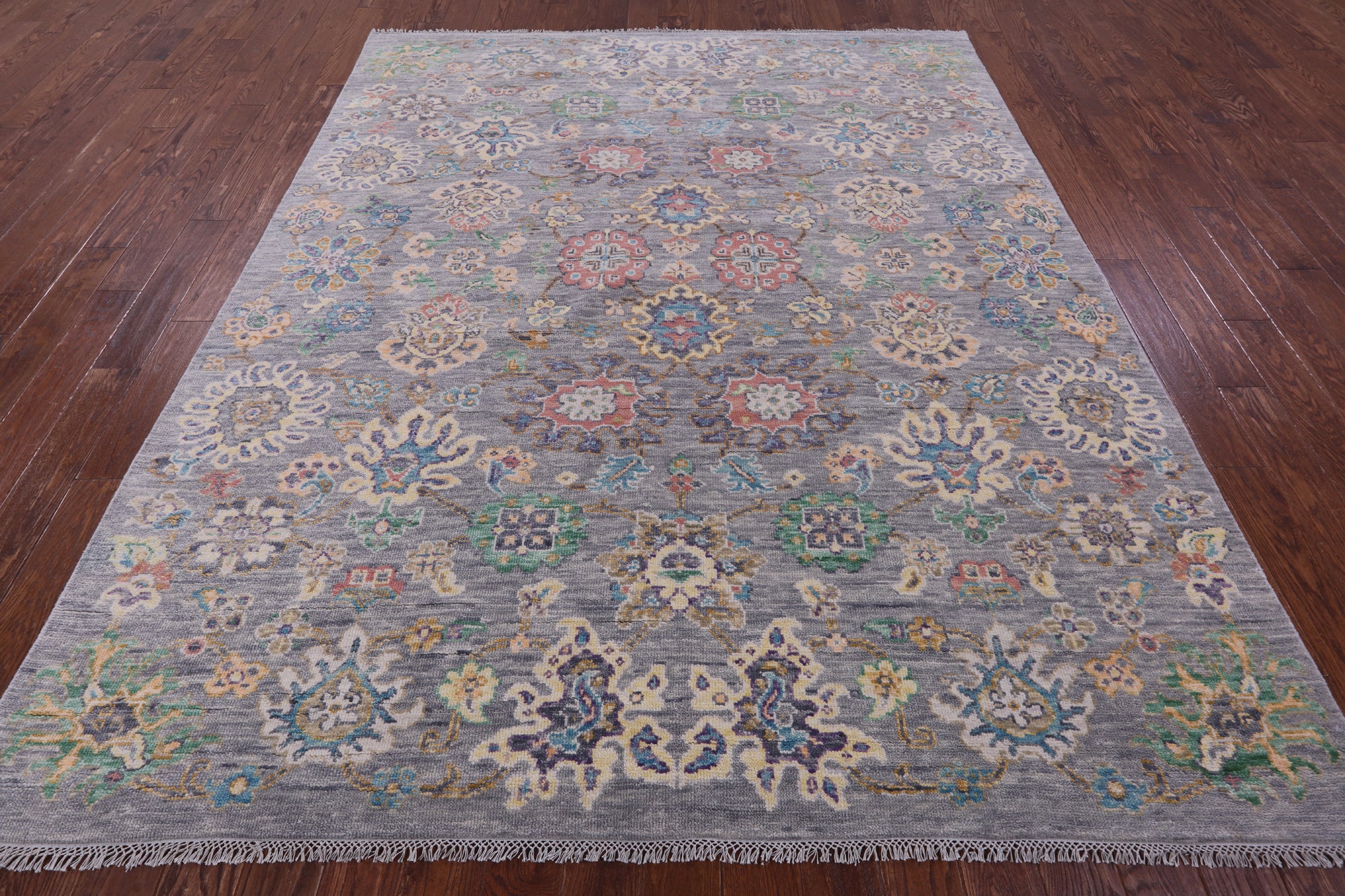 Grey Turkish Oushak Hand Knotted Wool Rug - 7' 11" X 9' 7" - Golden Nile