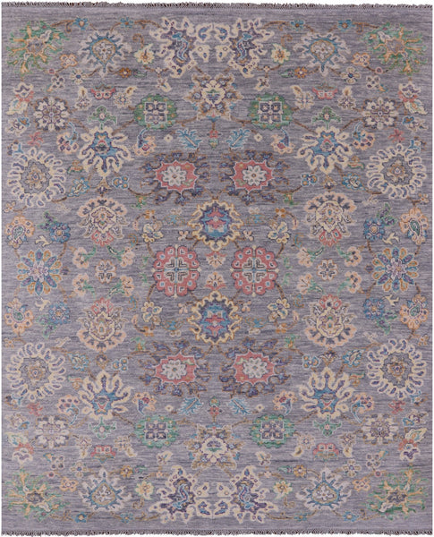 Grey Turkish Oushak Hand Knotted Wool Rug - 7' 11" X 9' 7" - Golden Nile