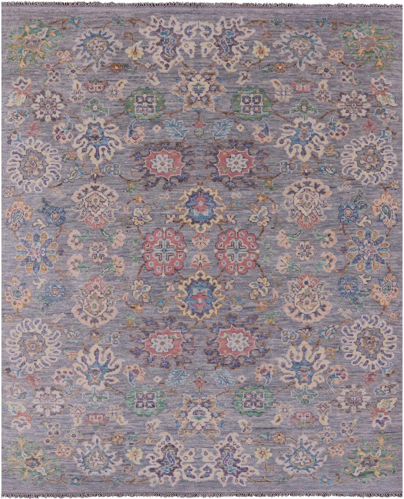 Grey Turkish Oushak Hand Knotted Wool Rug - 7' 11" X 9' 7" - Golden Nile