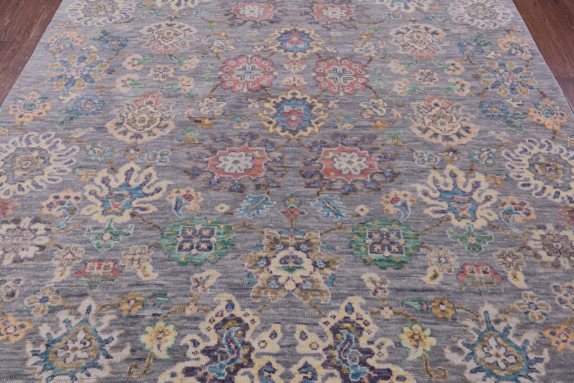 Grey Turkish Oushak Hand Knotted Wool Rug - 7' 11" X 9' 7" - Golden Nile