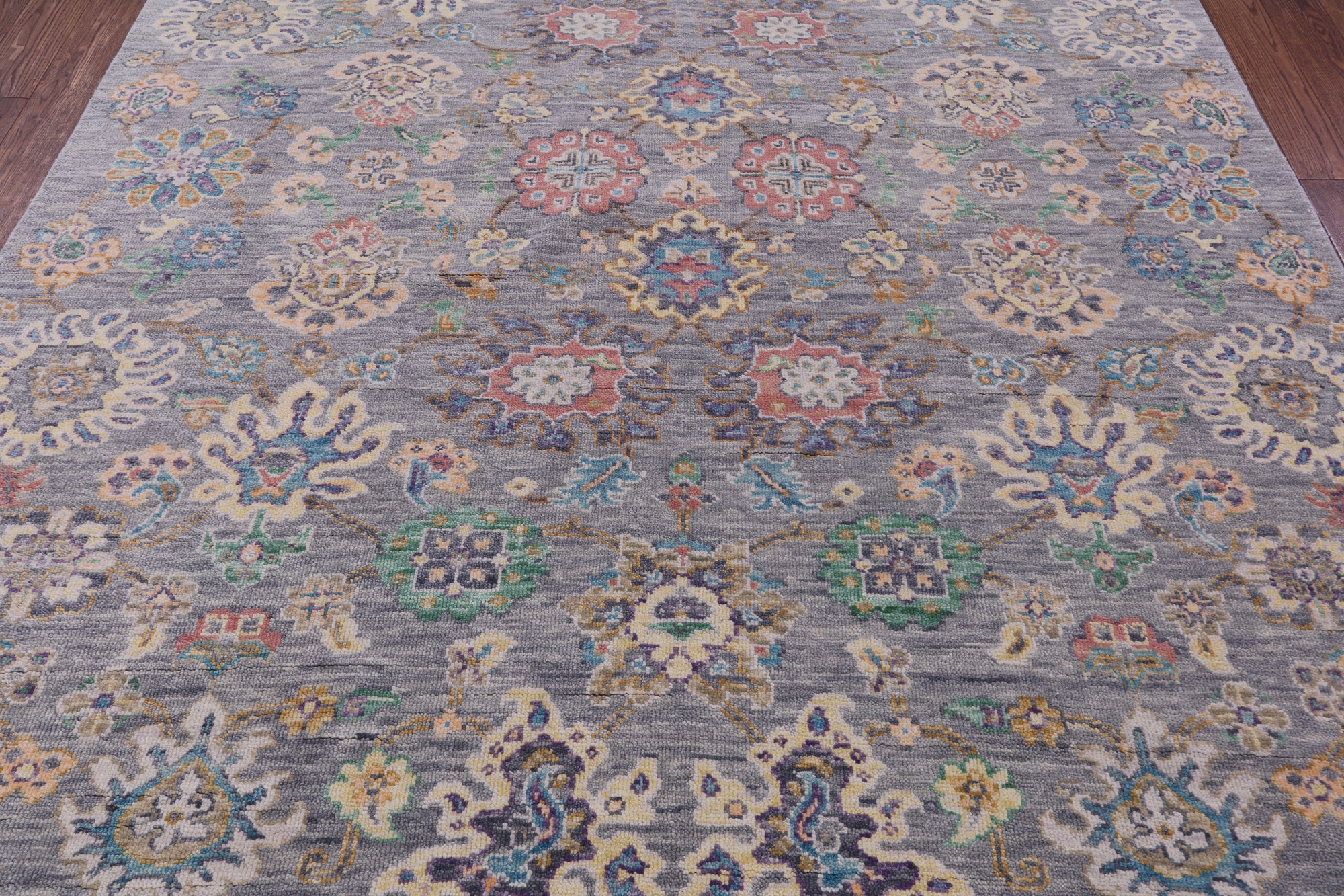 Grey Turkish Oushak Hand Knotted Wool Rug - 7' 11" X 9' 7" - Golden Nile