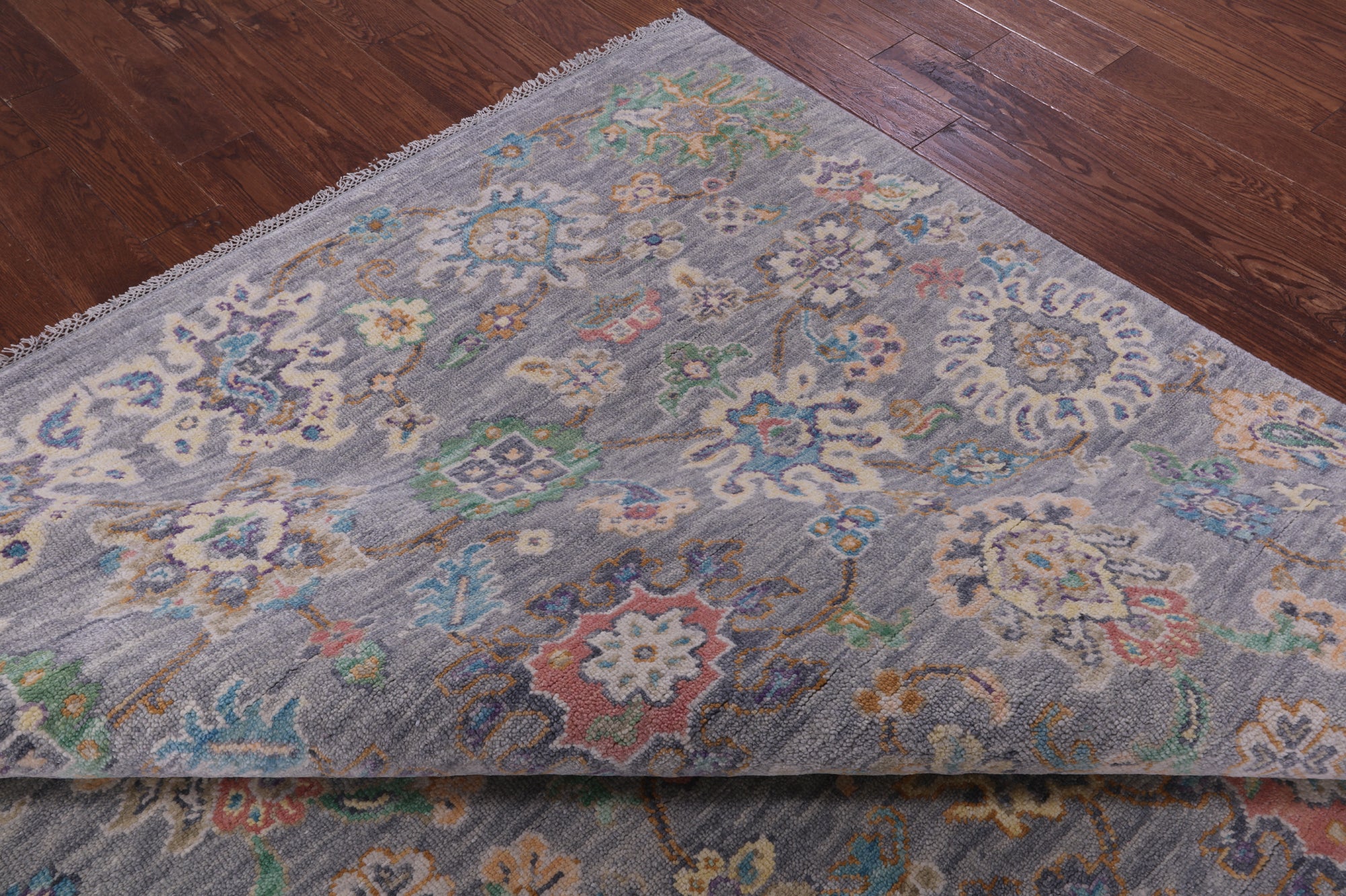 Grey Turkish Oushak Hand Knotted Wool Rug - 7' 11" X 9' 7" - Golden Nile
