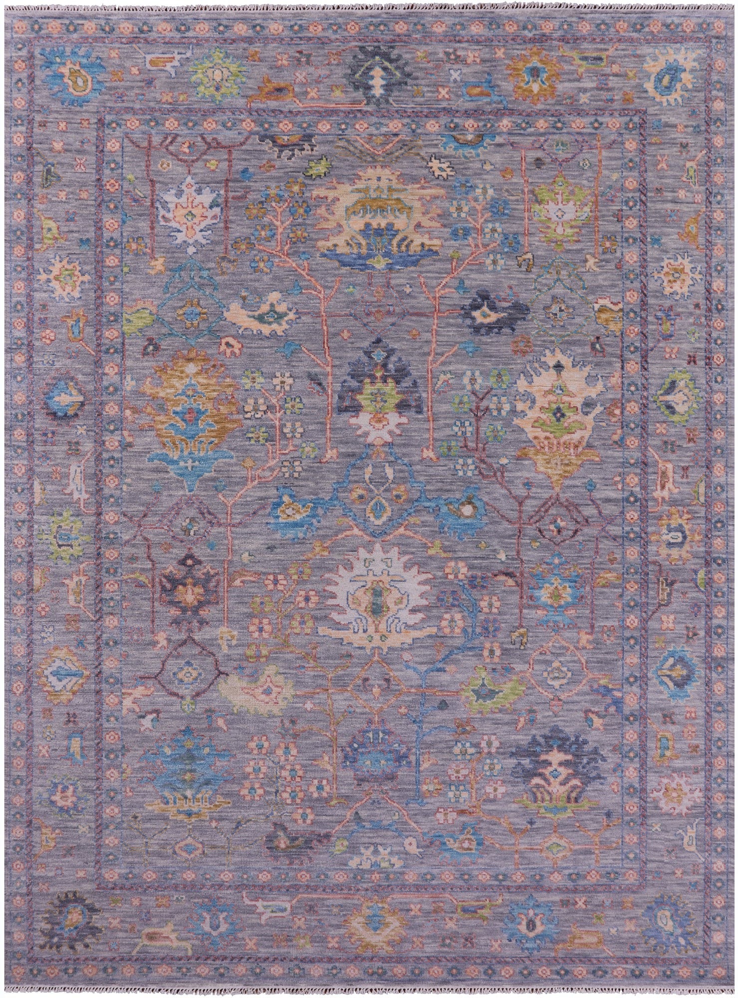 Grey Turkish Oushak Hand Knotted Wool Rug - 8' 11" X 12' 2" - Golden Nile