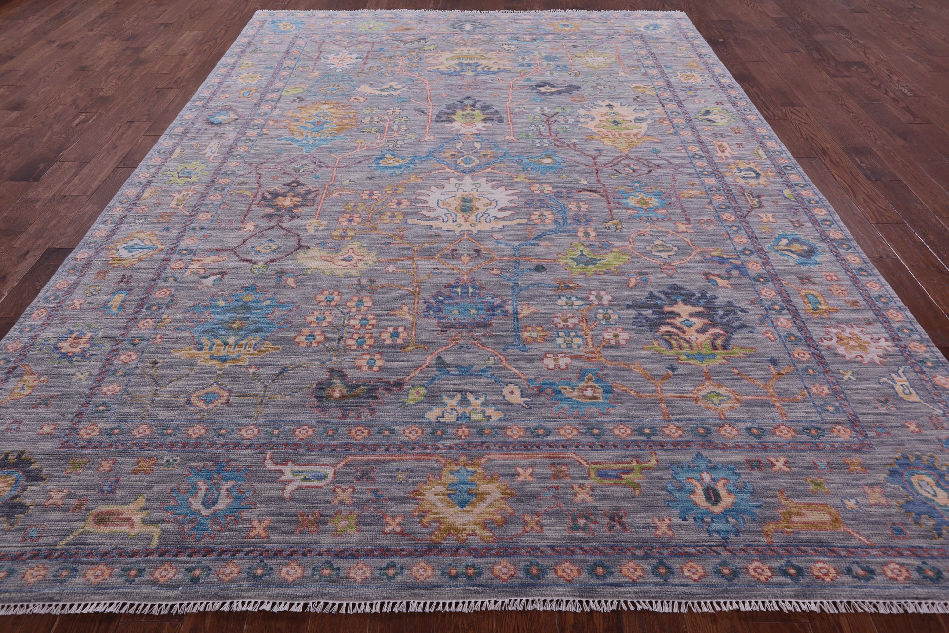 Grey Turkish Oushak Hand Knotted Wool Rug - 8' 11" X 12' 2" - Golden Nile