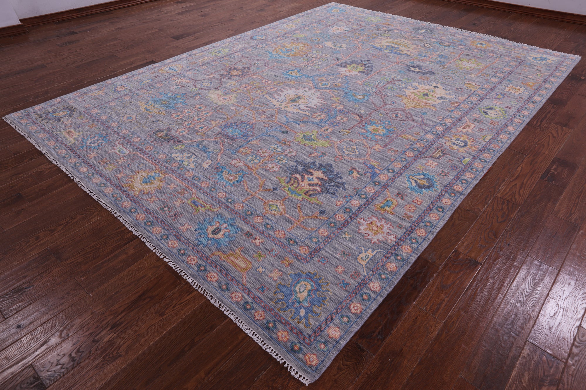 Grey Turkish Oushak Hand Knotted Wool Rug - 8' 11" X 12' 2" - Golden Nile