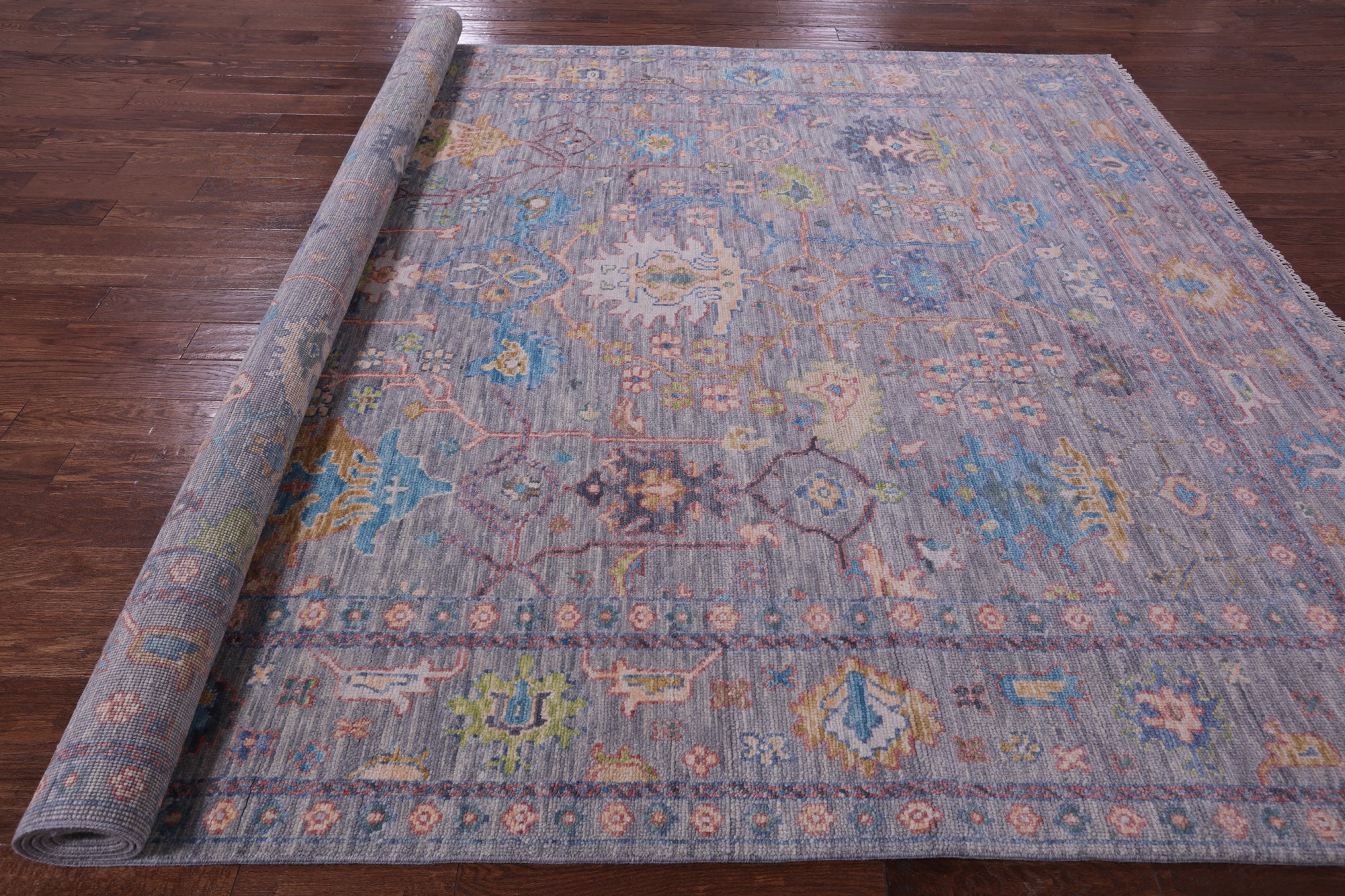 Grey Turkish Oushak Hand Knotted Wool Rug - 8' 11" X 12' 2" - Golden Nile