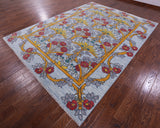 Blue William Morris Hand Knotted Wool Rug - 9' 0" X 12' 0" - Golden Nile