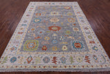 Grey Turkish Oushak Hand Knotted Wool Rug - 7' 11" X 10' 1" - Golden Nile